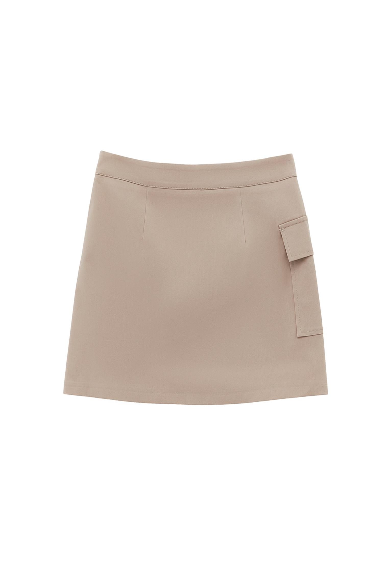 Short Skirt With Pockets - SIMPLY TAUPE