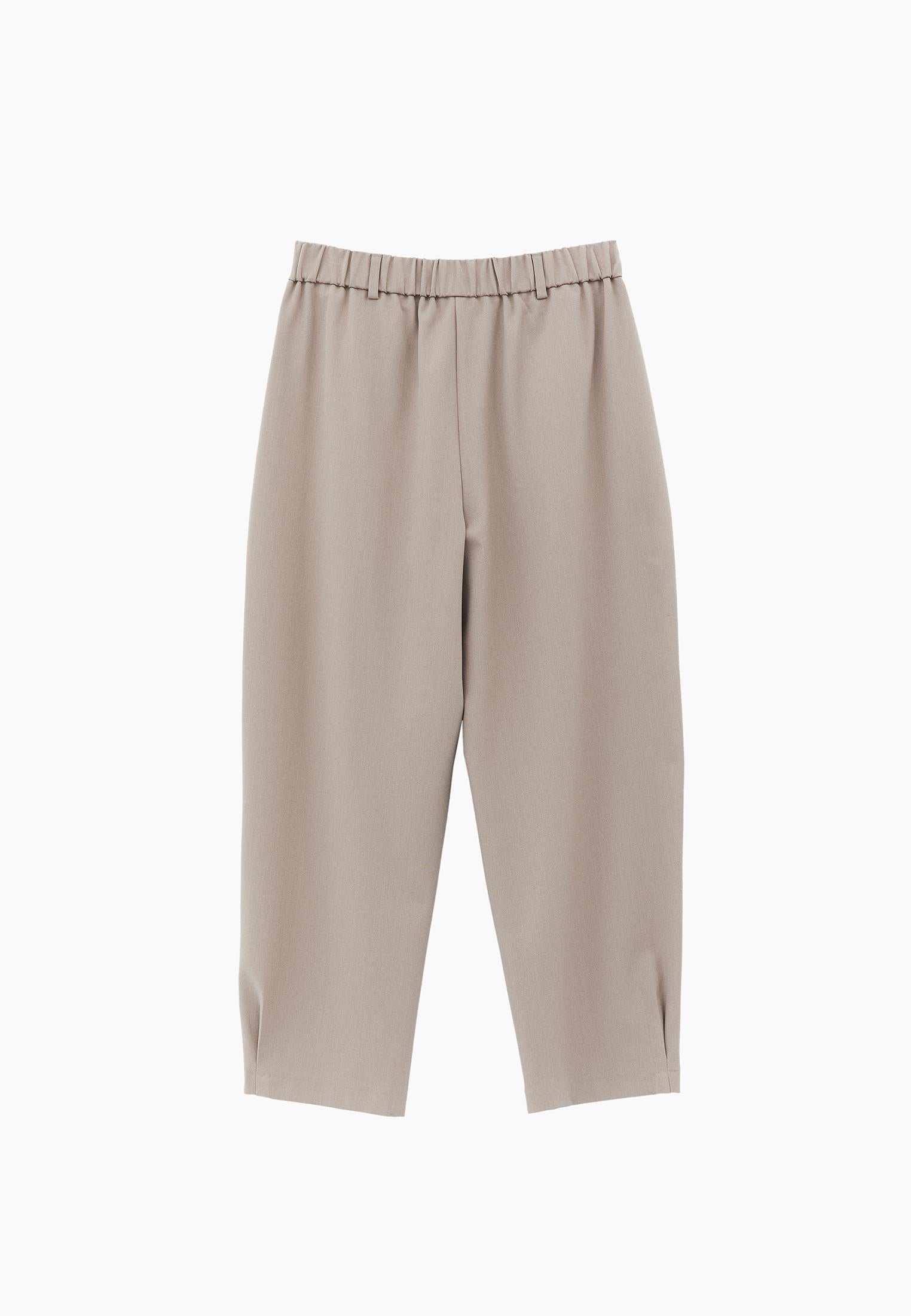 Balloon Form Pleated Standard Carrot Leg Pants - SIMPLY TAUPE