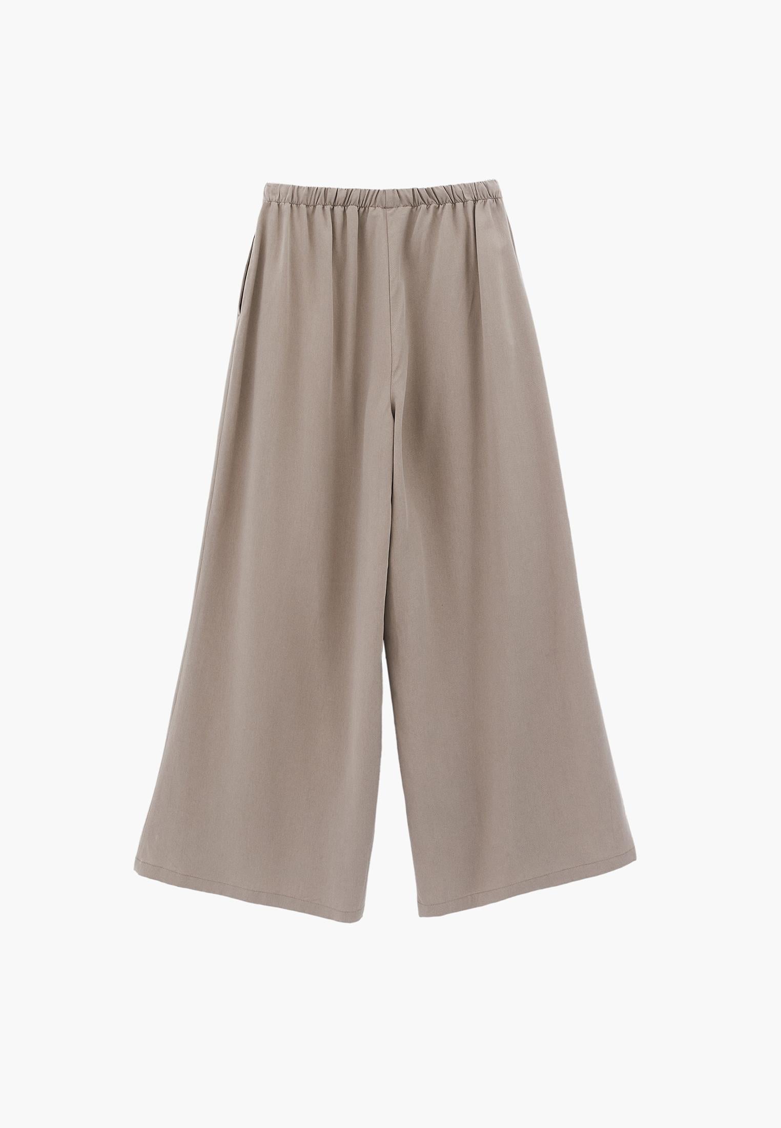 Wide Leg Elastic Women Trousers - SIMPLY TAUPE