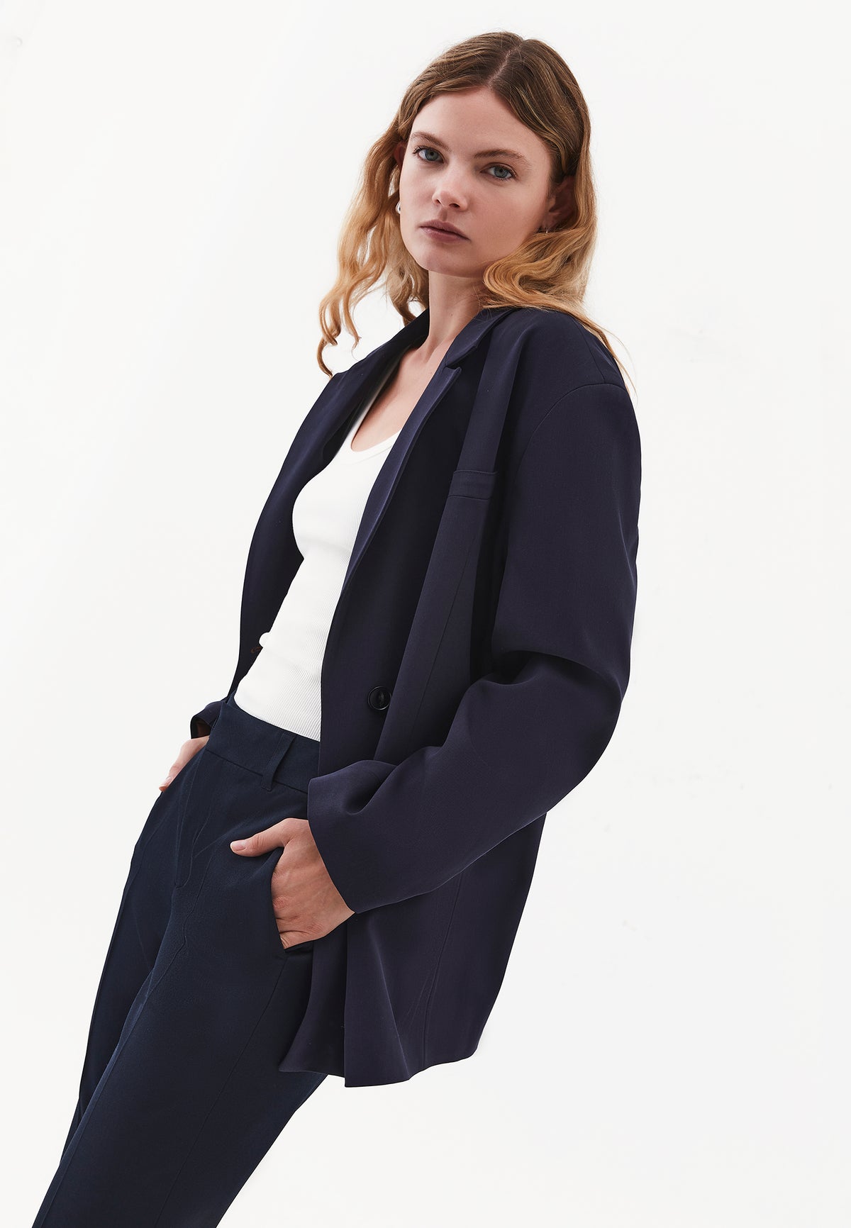 Long Sleeve Oversize Blazer Jacket - SKY CAPTAIN