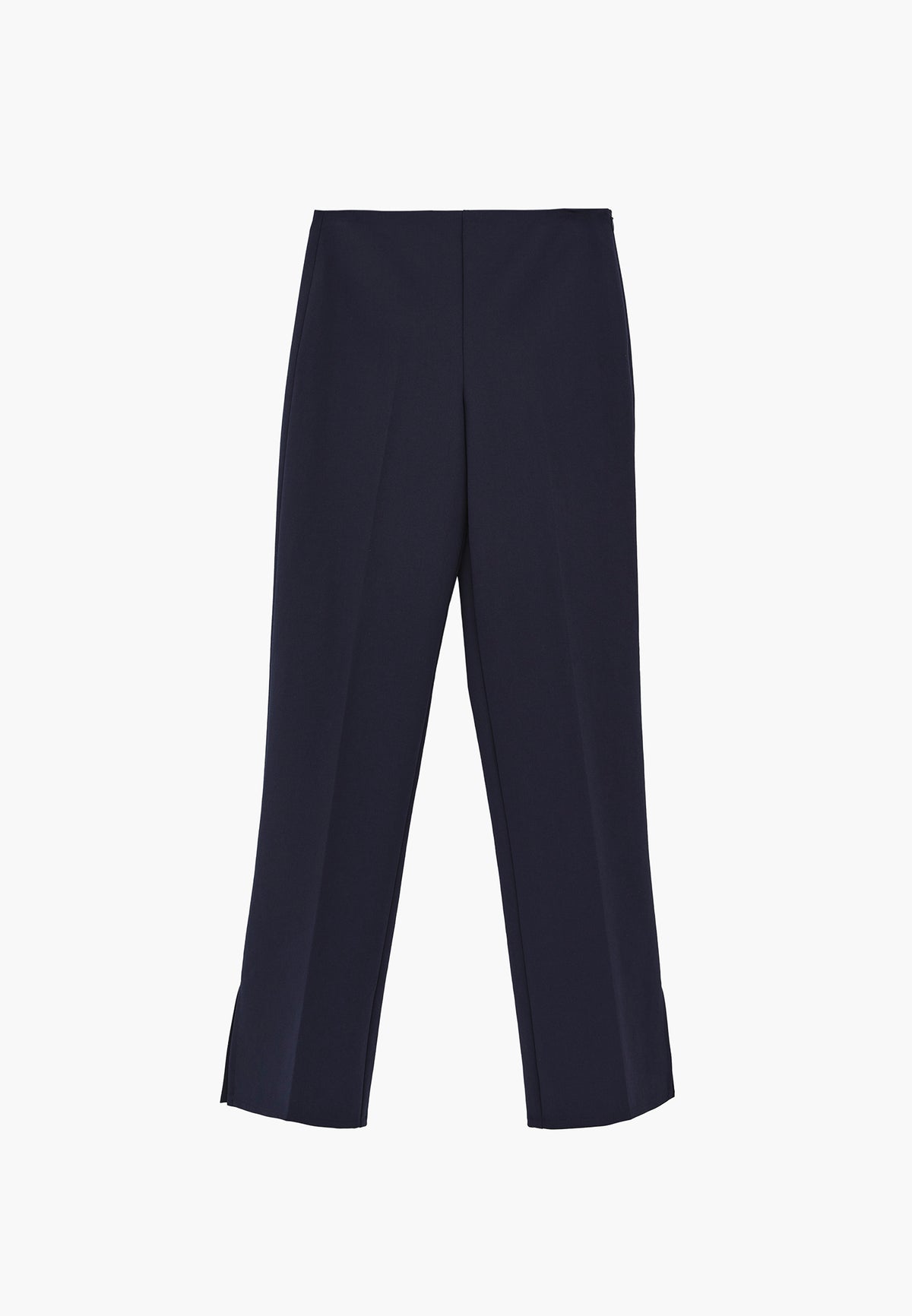 High Waist Straight Leg Slit Trousers - SKY CAPTAIN