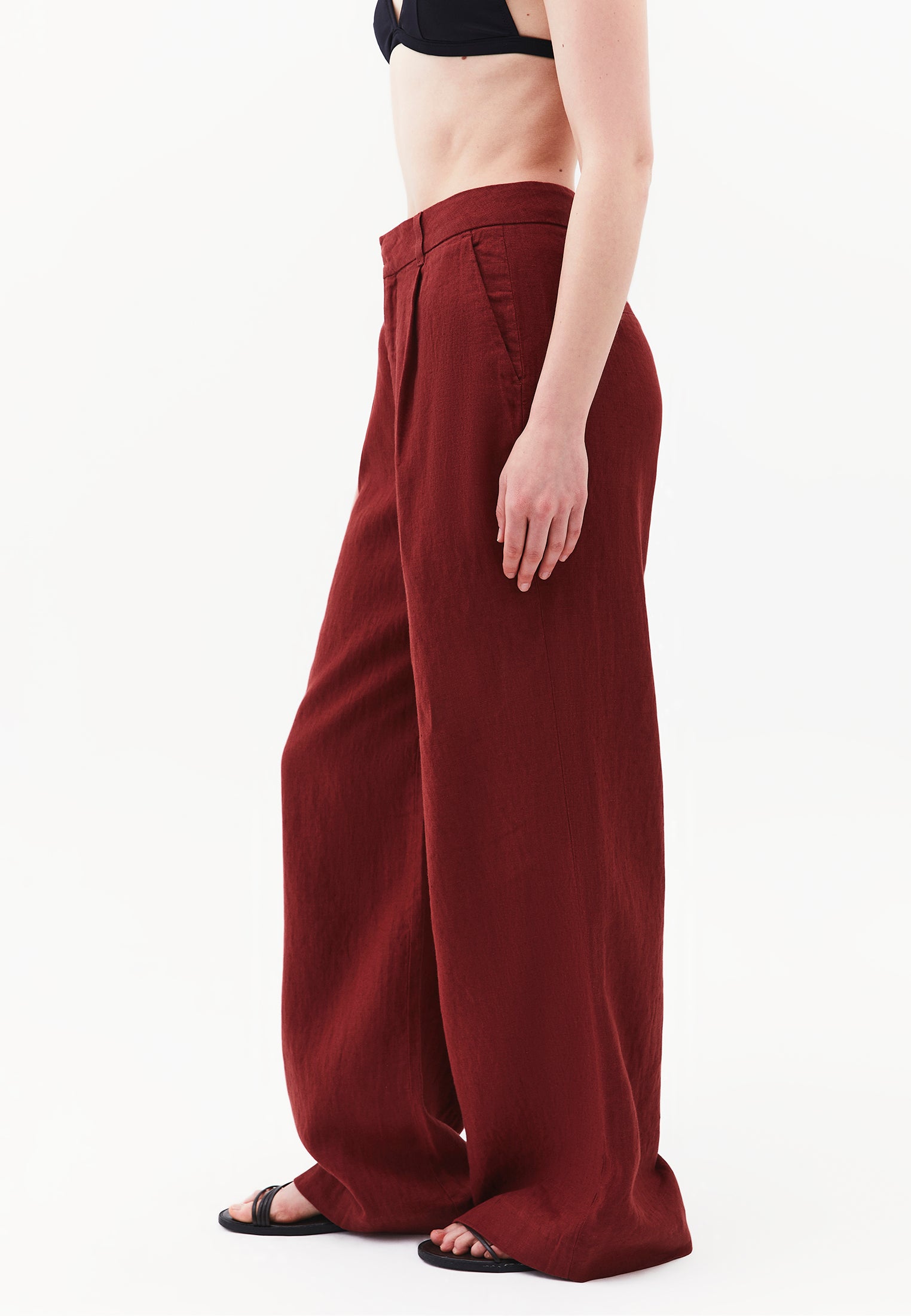 Pleated Wide Leg Pants - SPICED APPLE