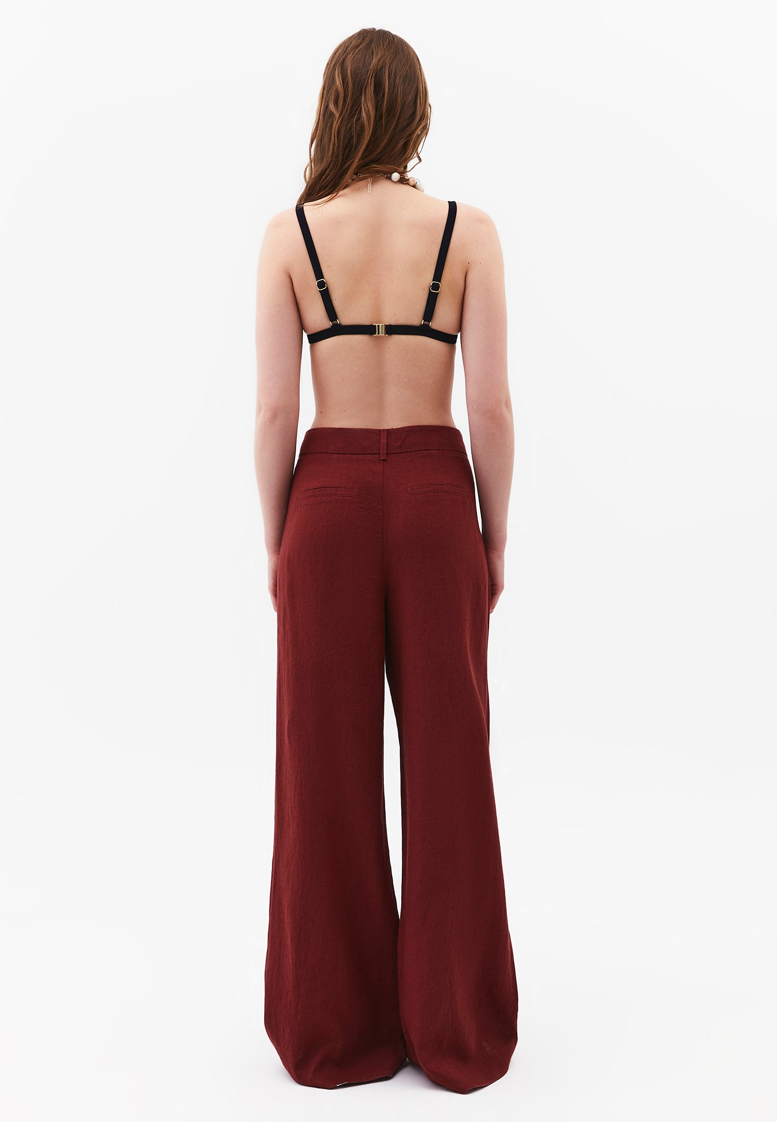 Pleated Wide Leg Pants - SPICED APPLE