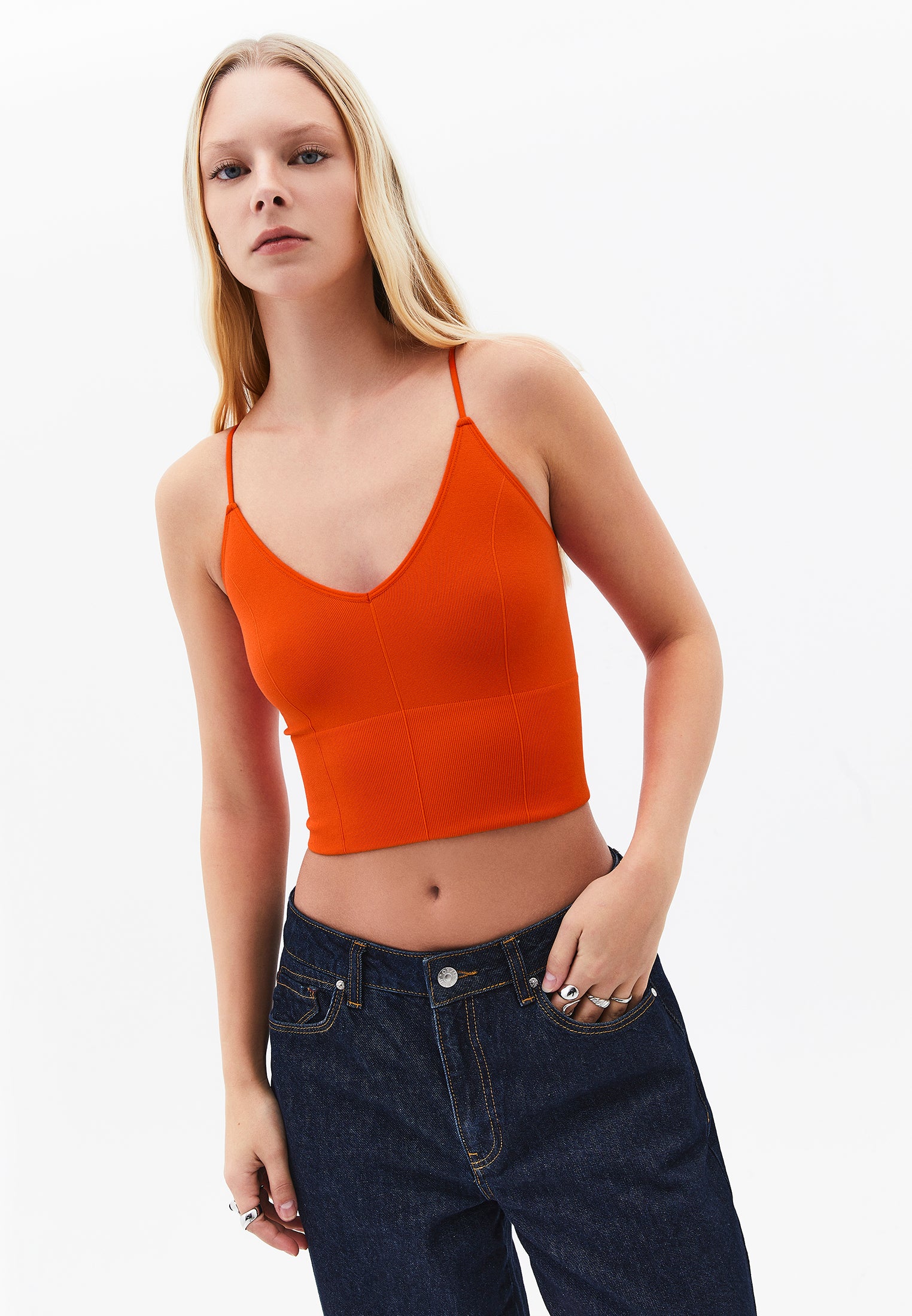 V Neck Tank Top - SPICY ORANGE