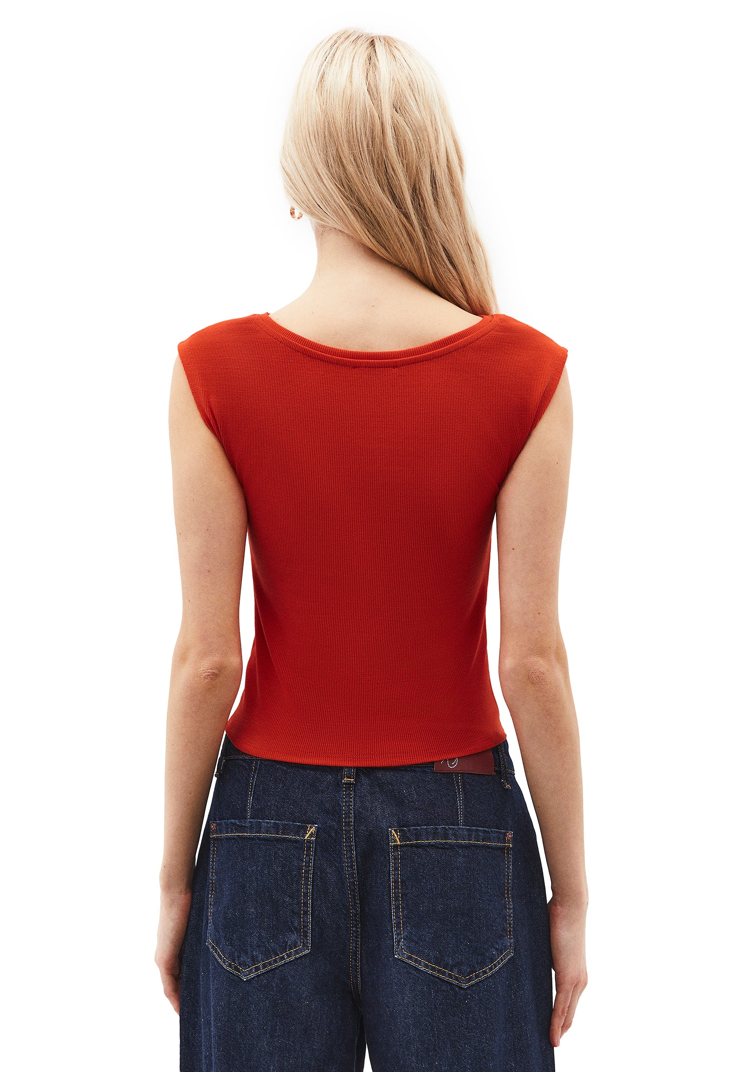 Boat Neck Short Sleeve Bodycon T-Shirt - SPICY ORANGE