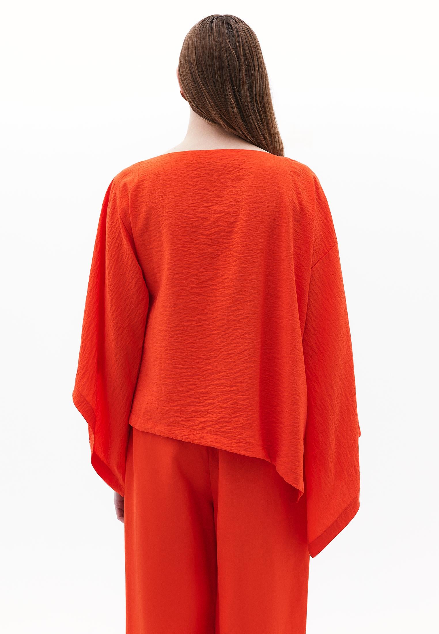 Asymmetric Blouse - SPICY ORANGE