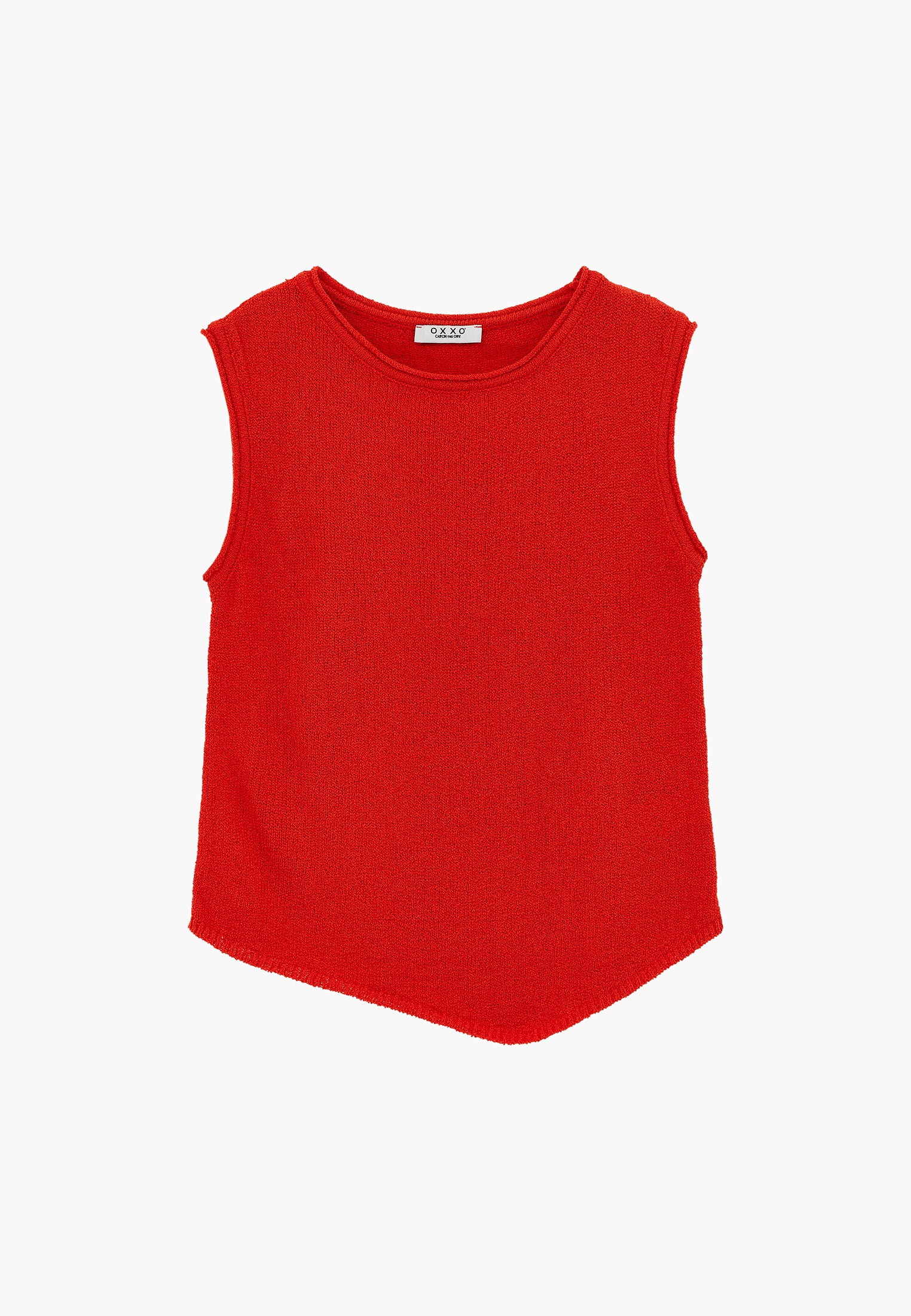 Asymmetric Tunic Knit Tank - SPICY ORANGE