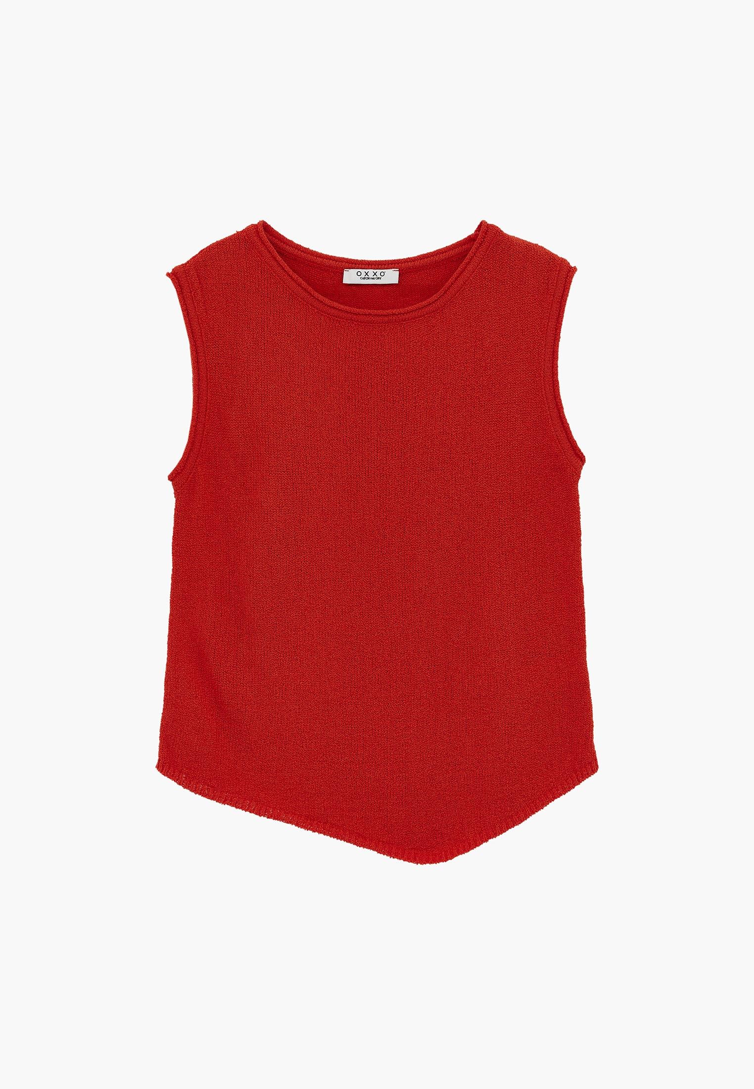Asymmetric Tunic Knit Tank - SPICY ORANGE