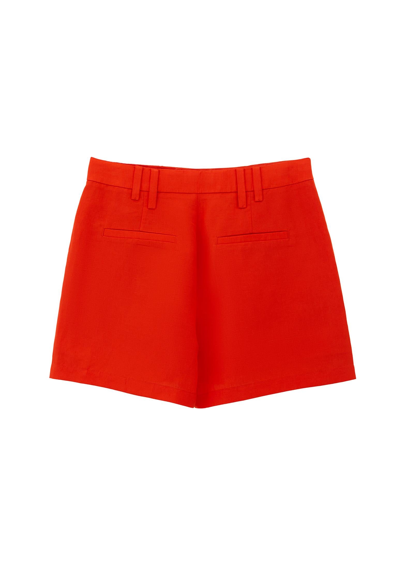 High Waist Short With Belt Detail - SPICY ORANGE
