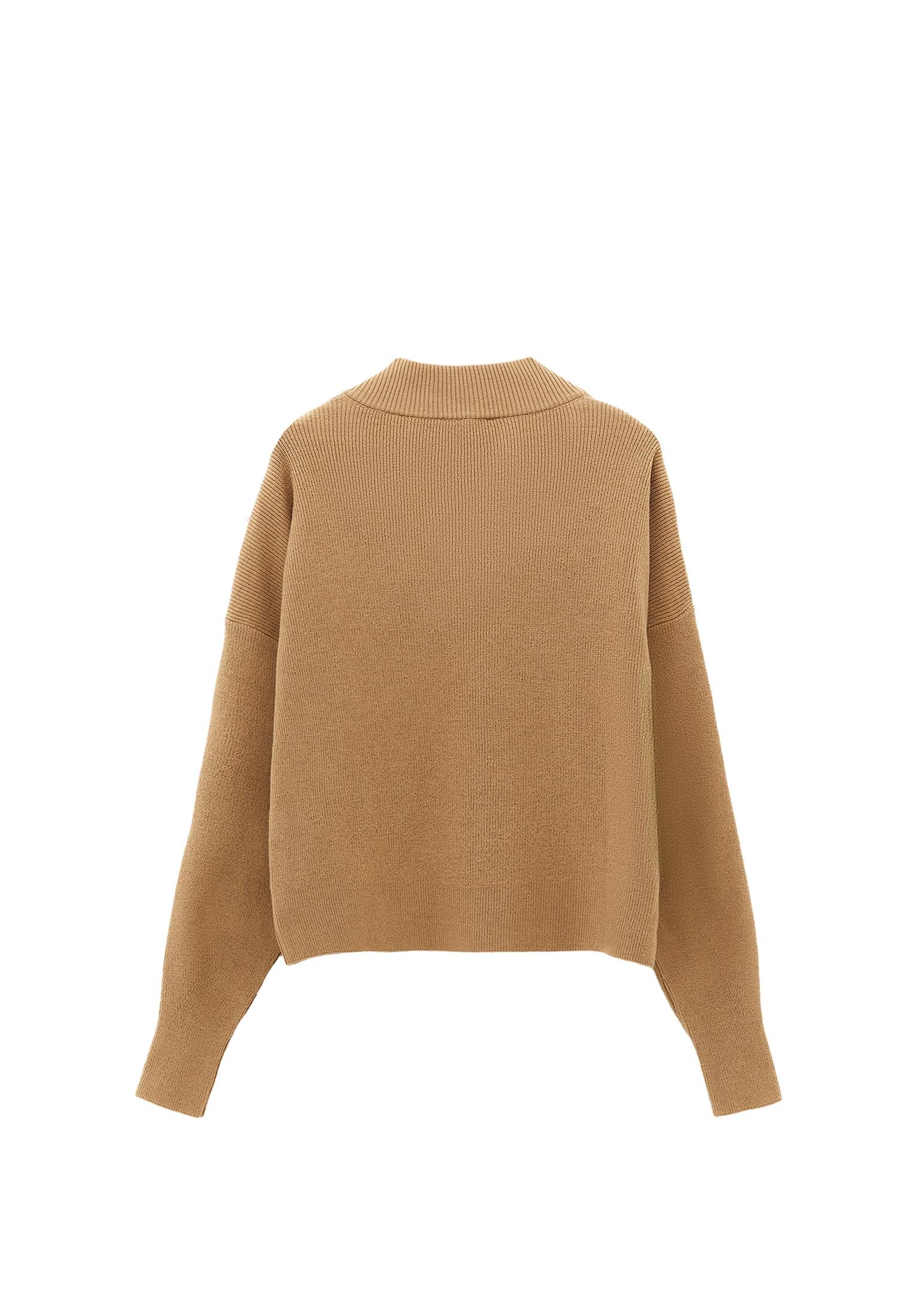 V Neck Embroidered Long Sleeve Sweater - STARFISH
