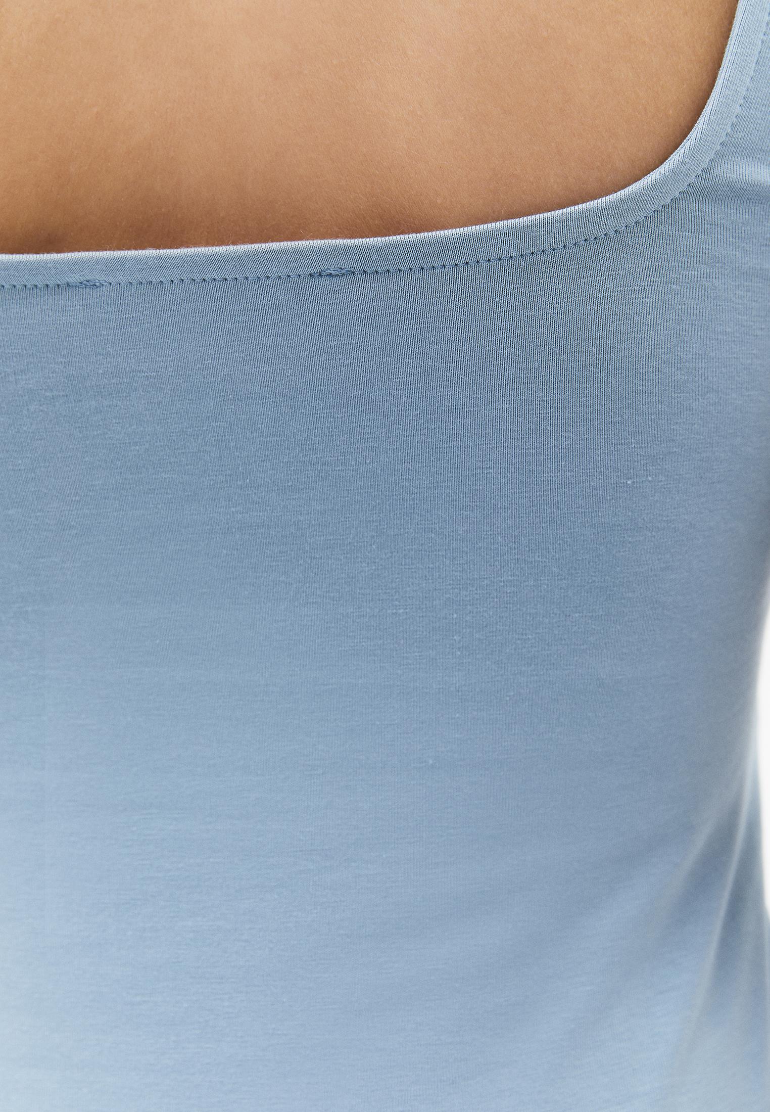 Square Neck Bodycon Tank Top - STONE BLUE