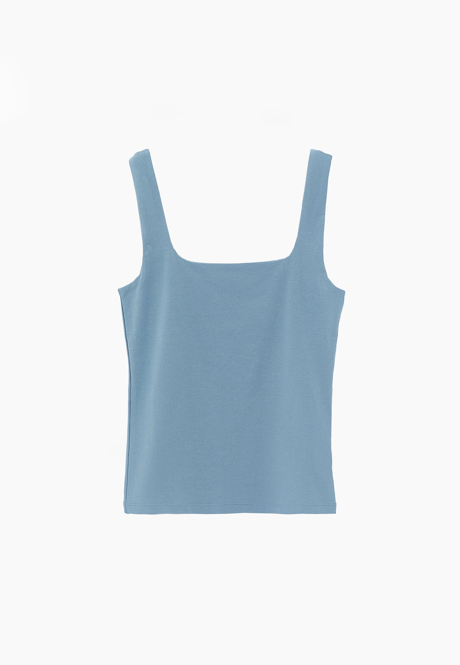 Square Neck Bodycon Tank Top - STONE BLUE