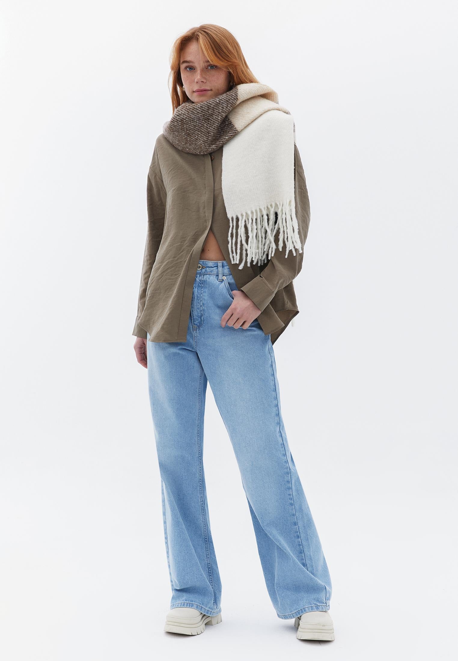 Buttoned Oversize Shirt - STONE GRAY