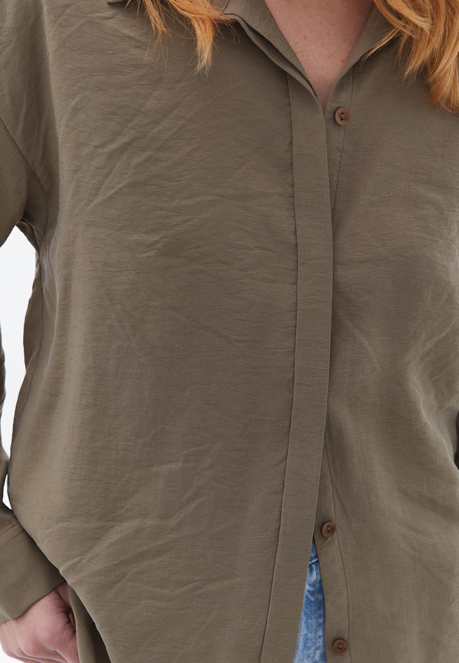 Buttoned Oversize Shirt - STONE GRAY
