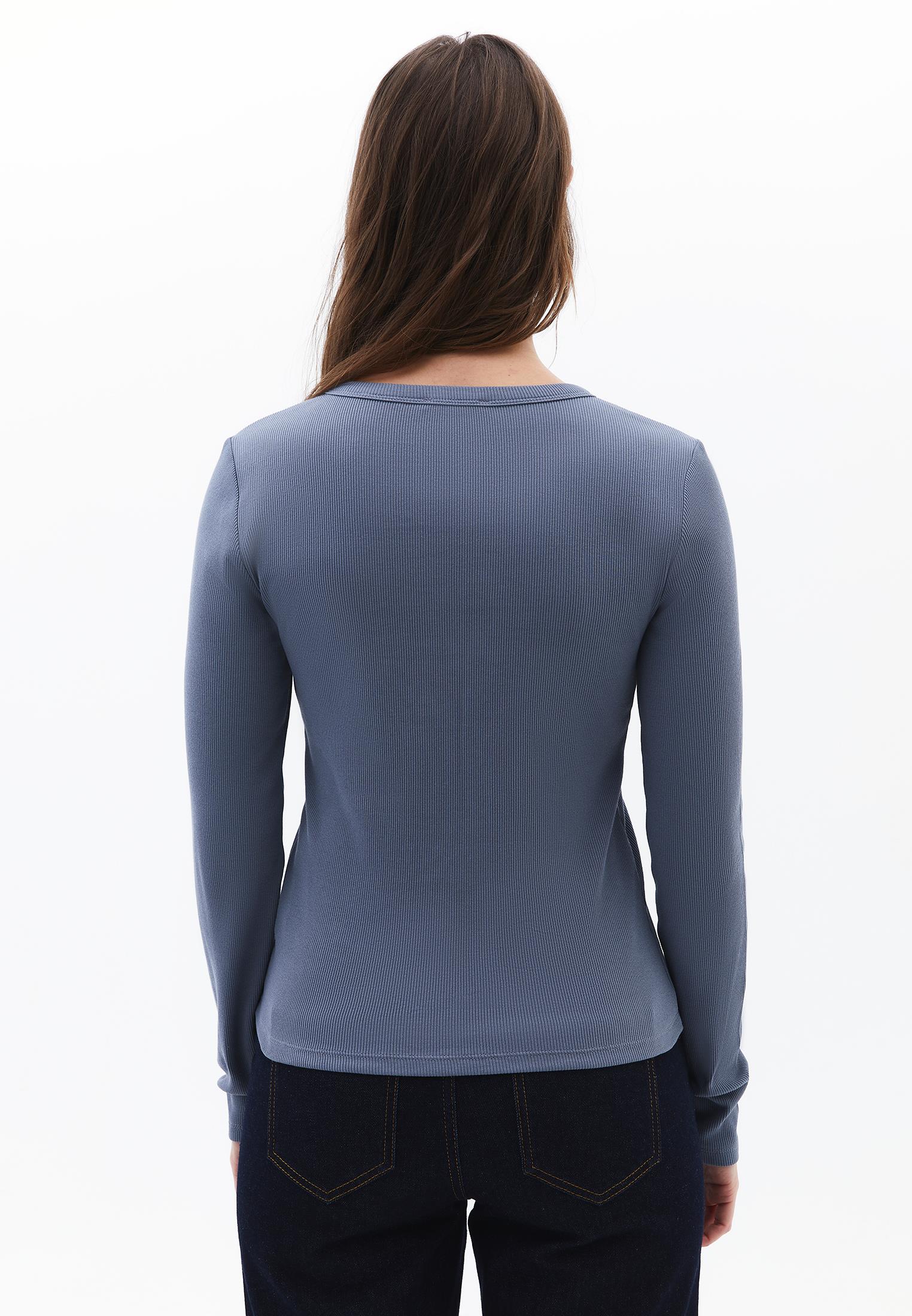 Long Sleeve Crew Neck Bodycon T-Shirt - STORMY WEATHER