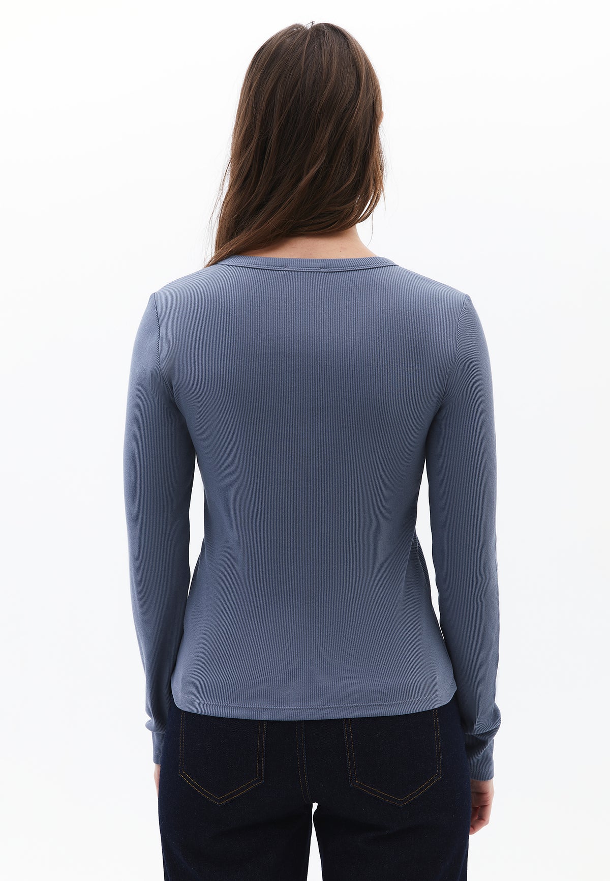 Long Sleeve Crew Neck Bodycon T-Shirt - STORMY WEATHER