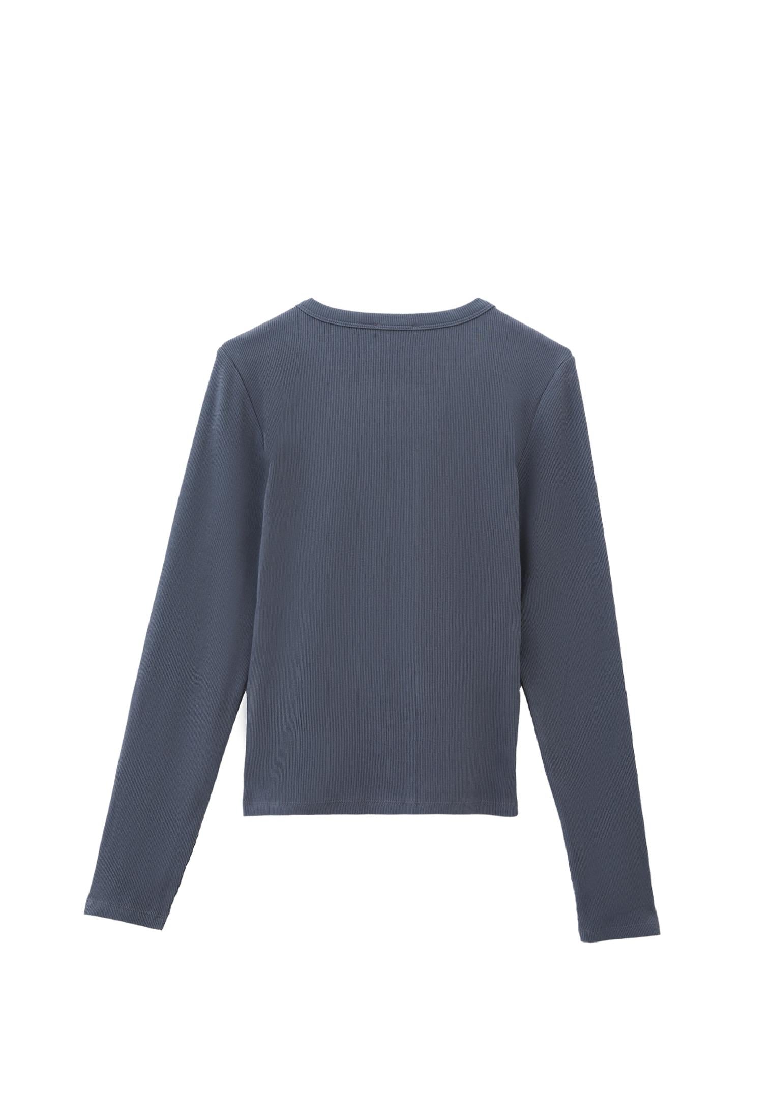 Long Sleeve Crew Neck Bodycon T-Shirt - STORMY WEATHER