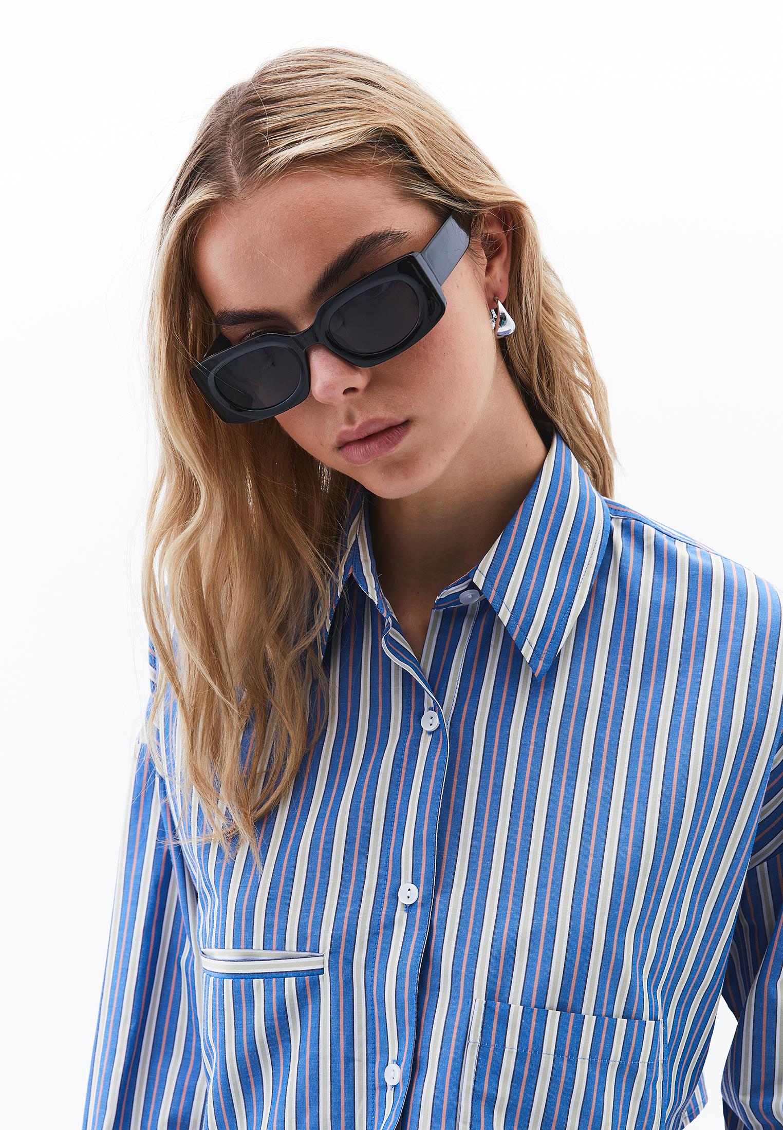 Striped Crop Shirt - STRIPED COMB