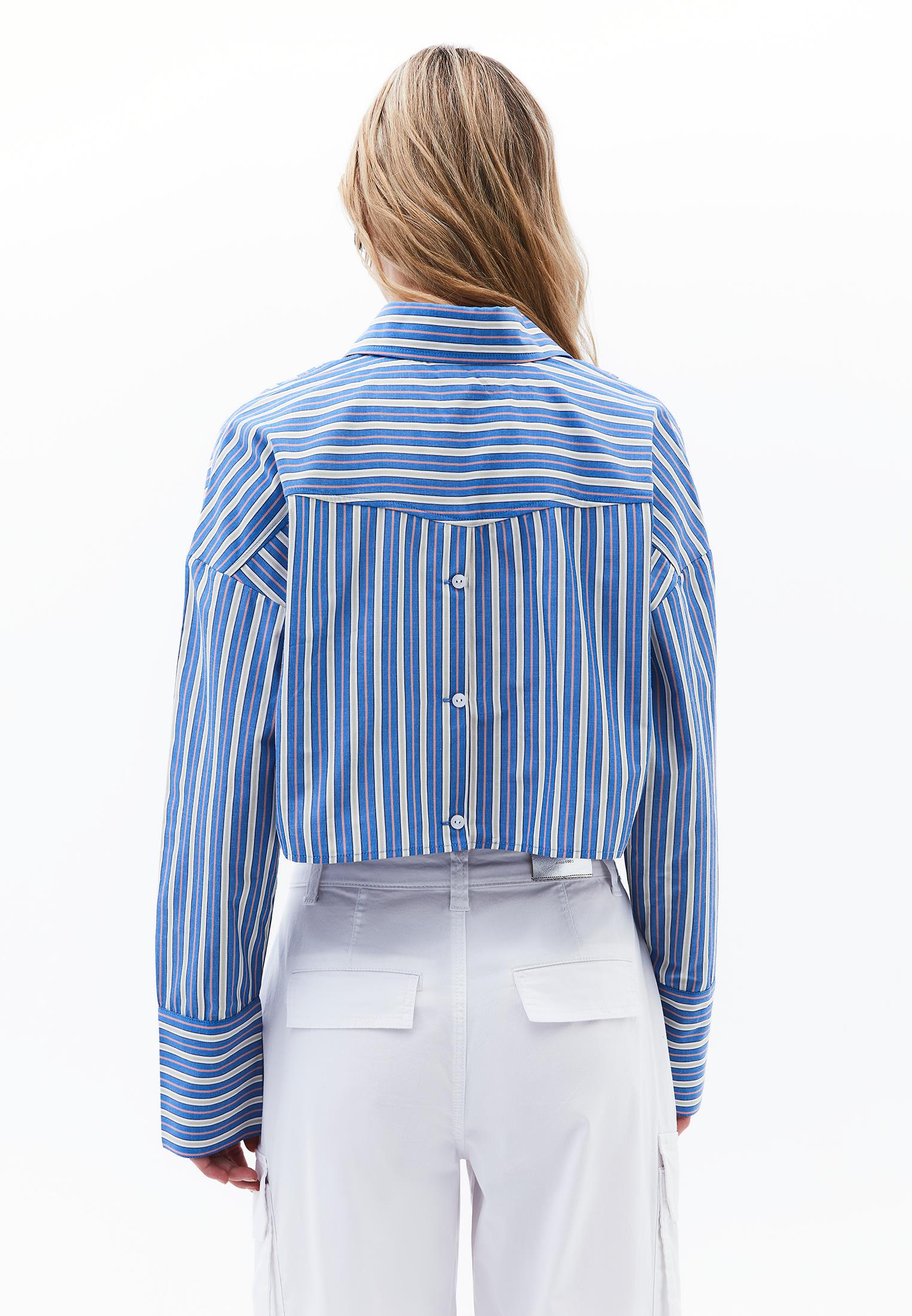 Striped Crop Shirt - STRIPED COMB