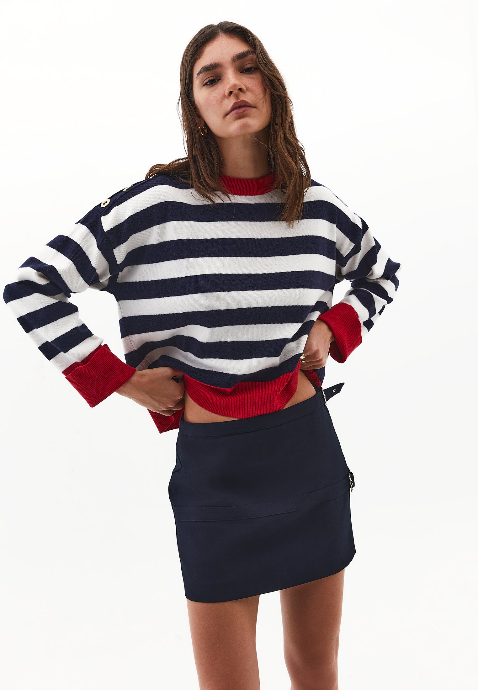 Striped Raglan Sleeve Sweater - STRIPE COMB