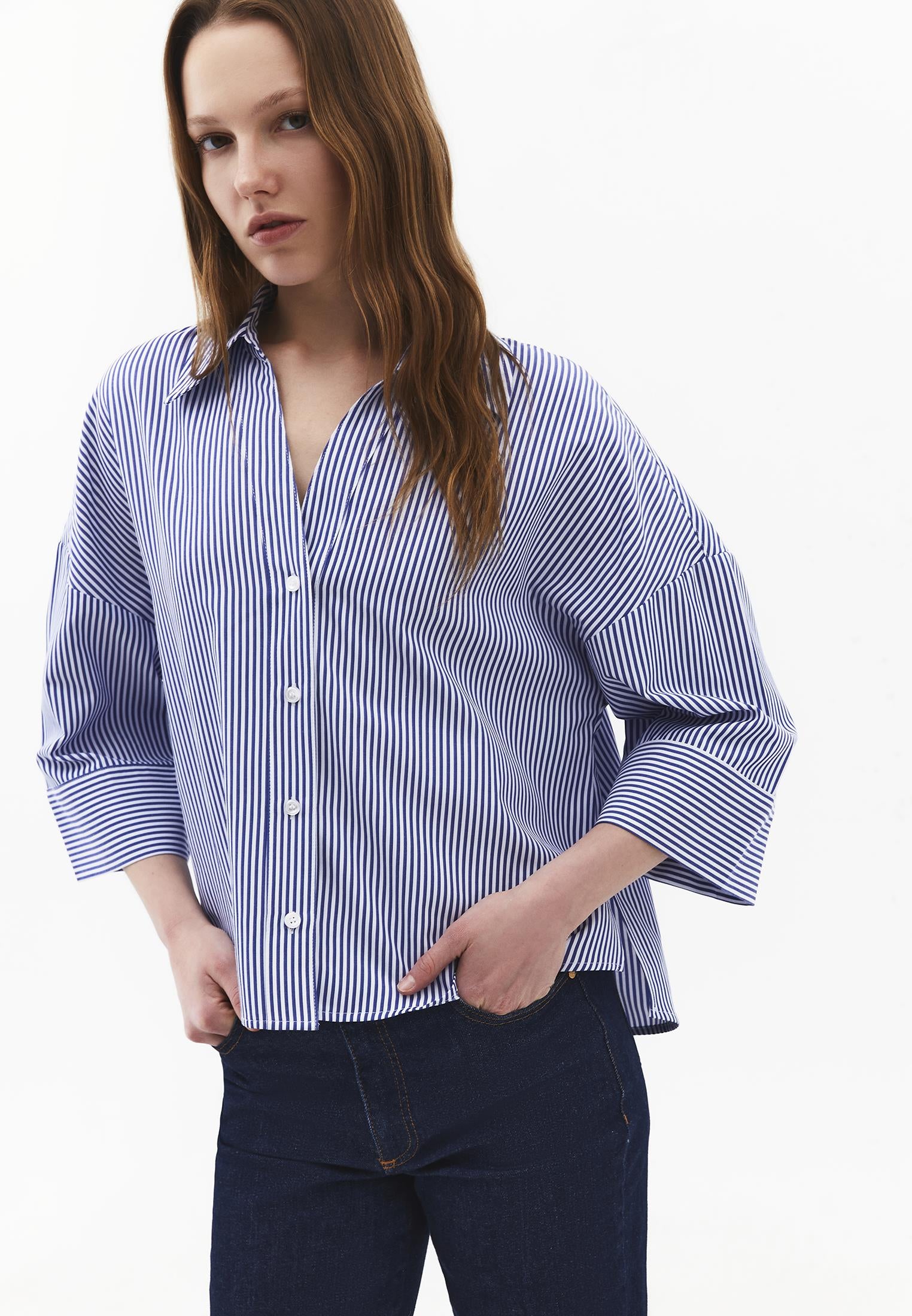 Oversize Shirt Top - STRIPE COMB