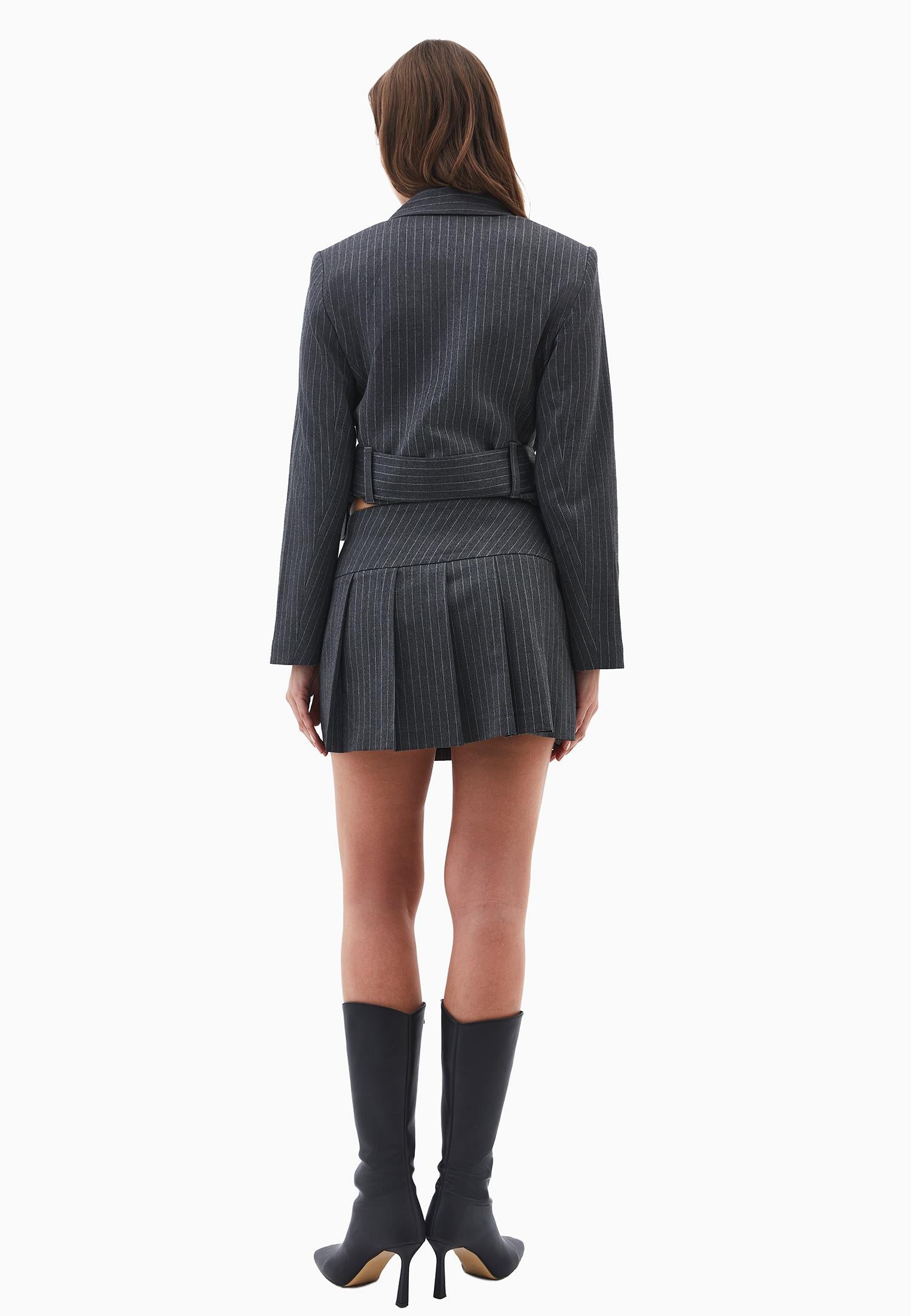 Flared Skirt With Button Detail - STRIPE COMB