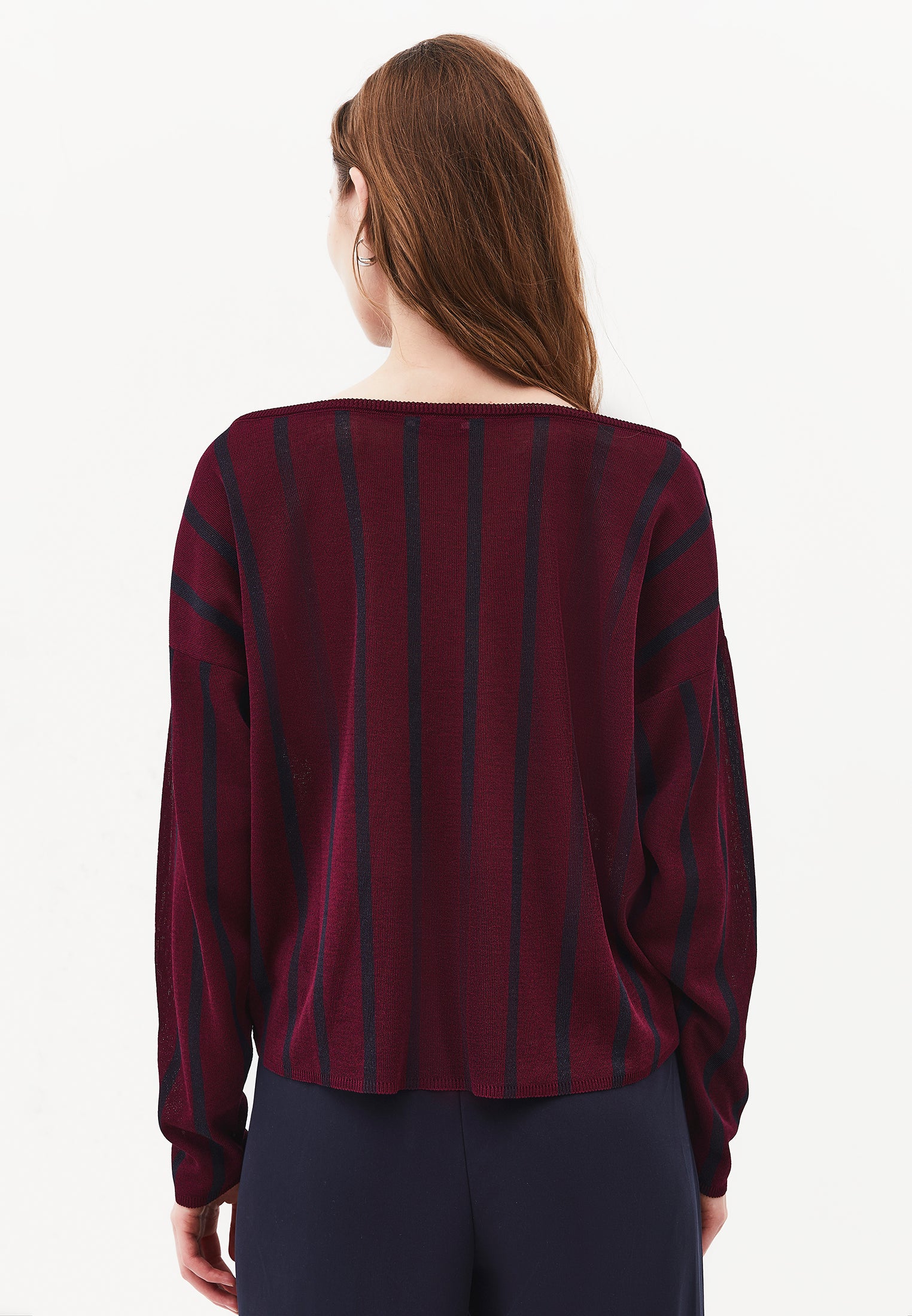 Striped Boat Neck Knit Sweater - STRIPE COMB