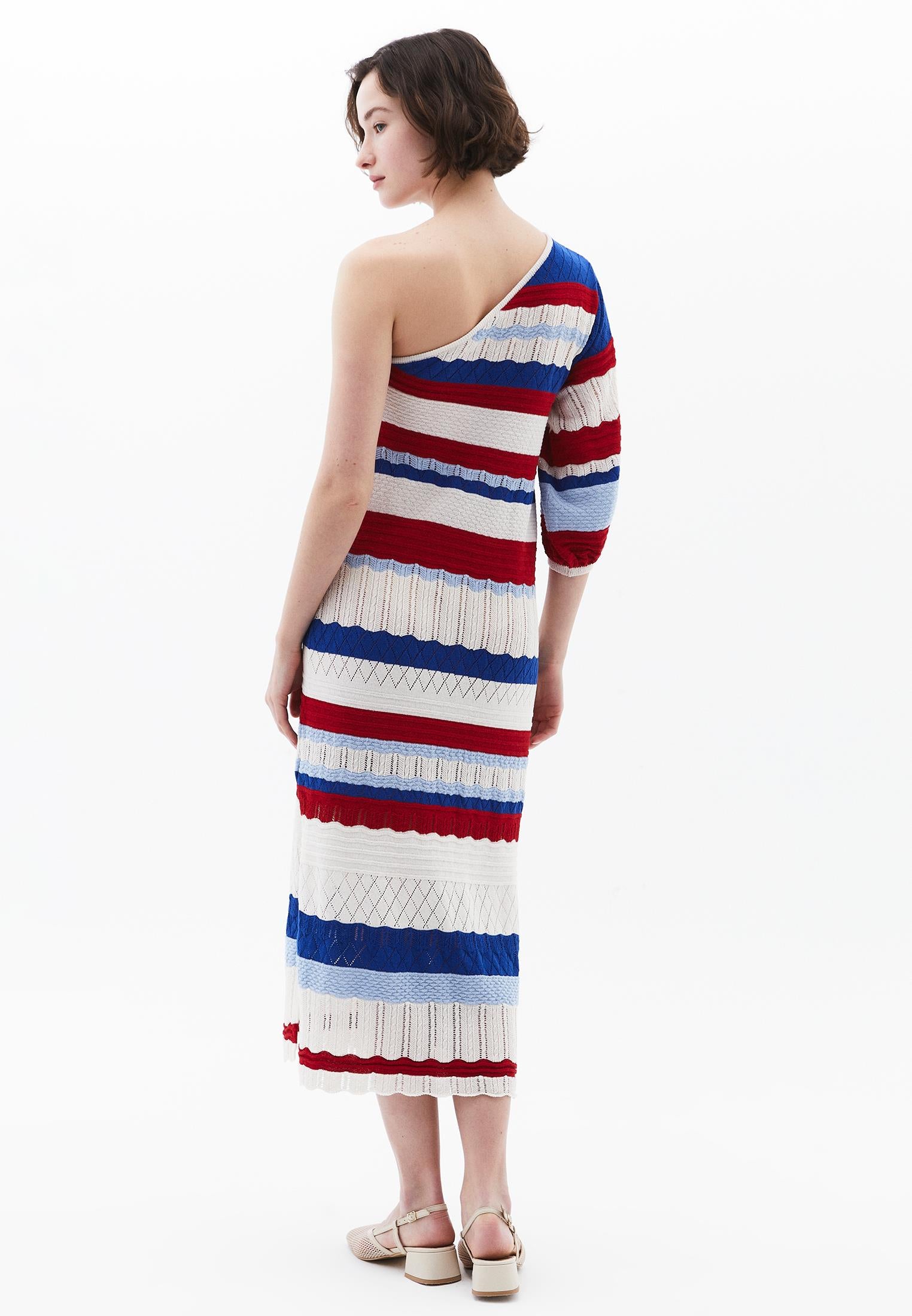 One Shoulder Maxi Dress - STRIPE COMB