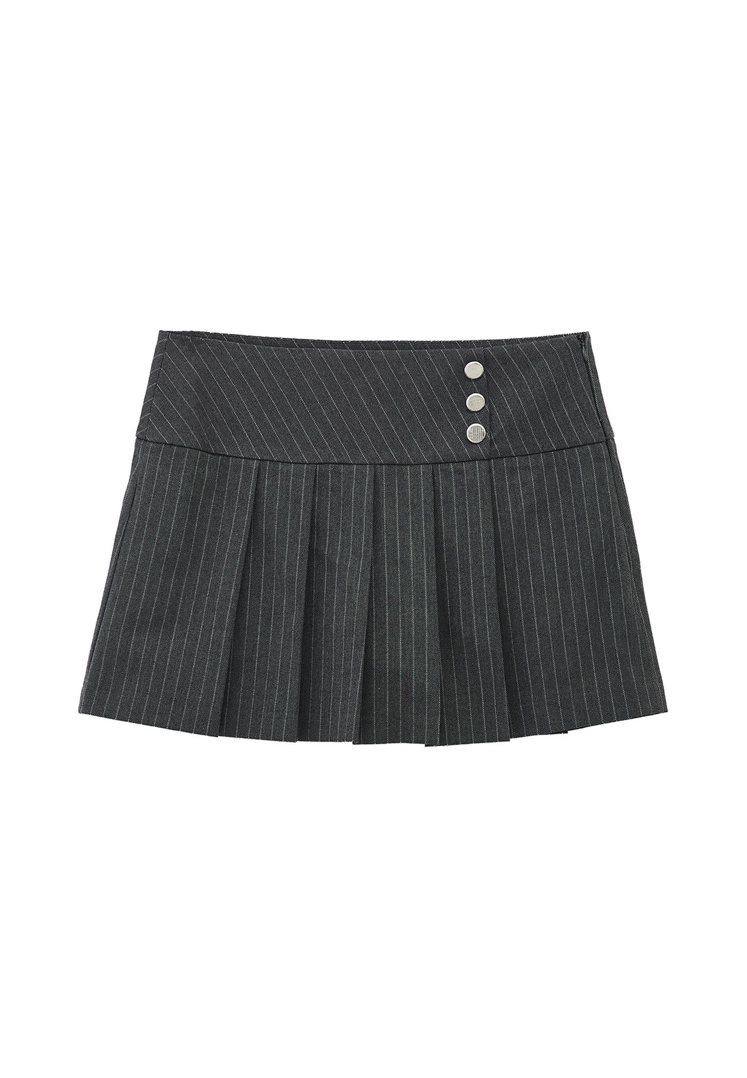 Flared Skirt With Button Detail - STRIPE COMB