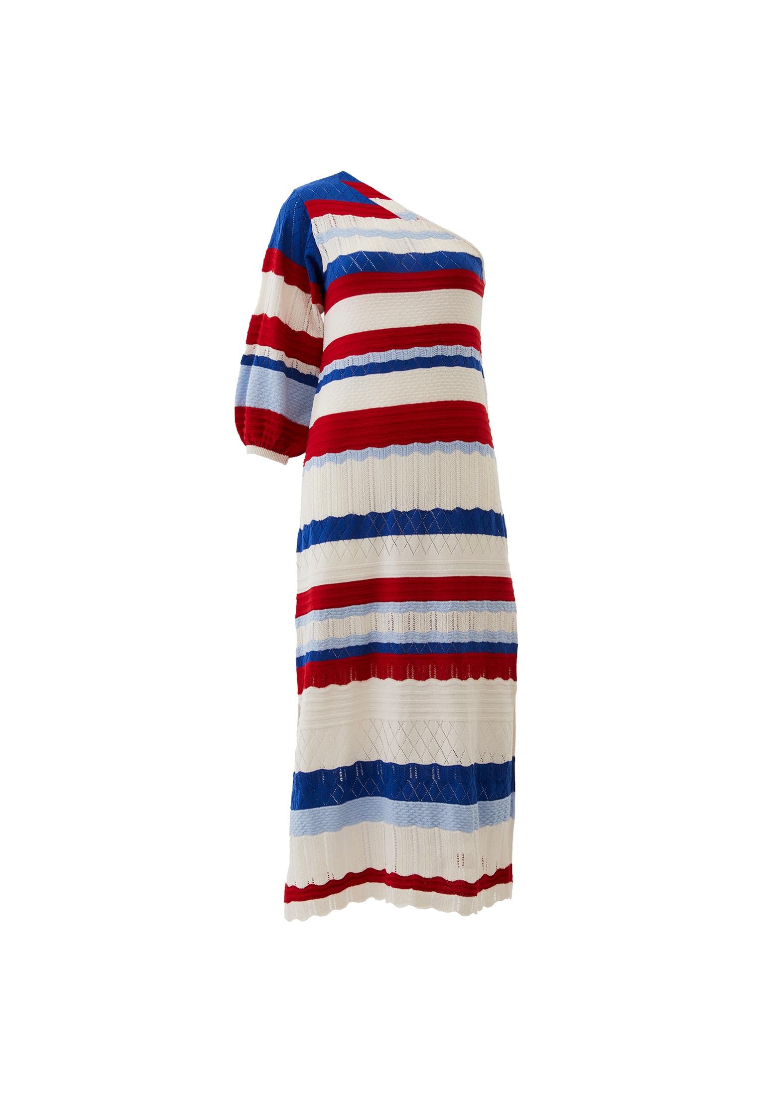 One Shoulder Maxi Dress - STRIPE COMB