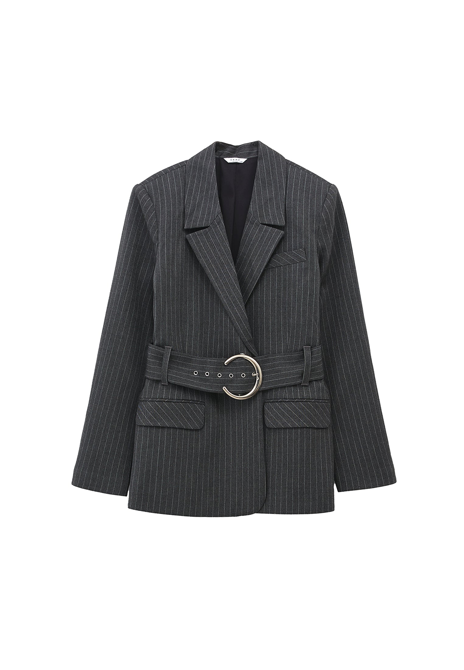 Oversize Jacket With Belt Detail - STRIPE COMB