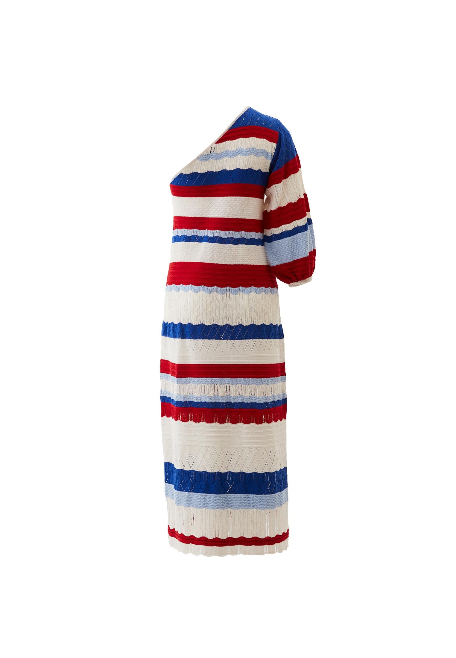 One Shoulder Maxi Dress - STRIPE COMB