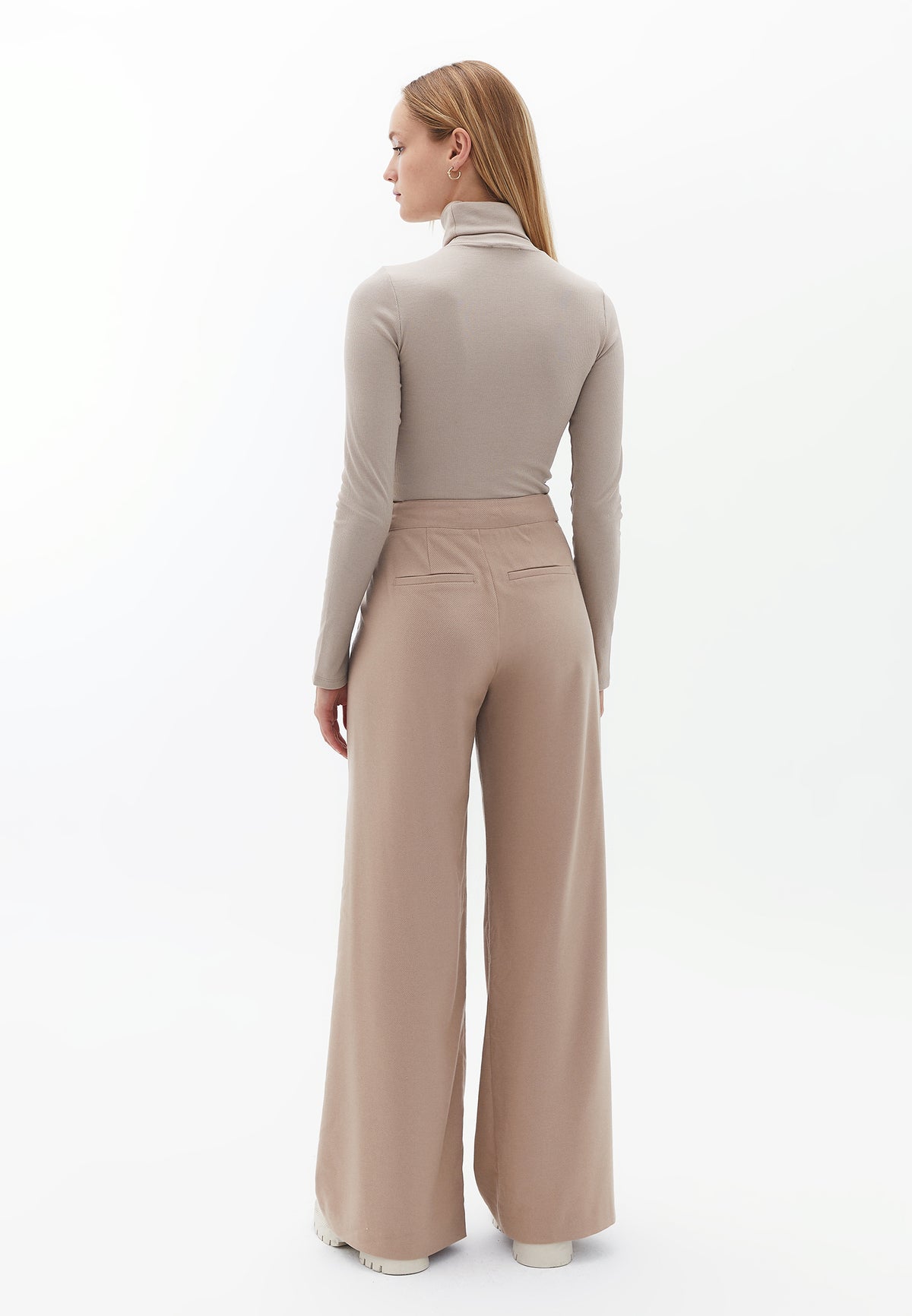 Wide Leg Pants With Button Details - STUCCO