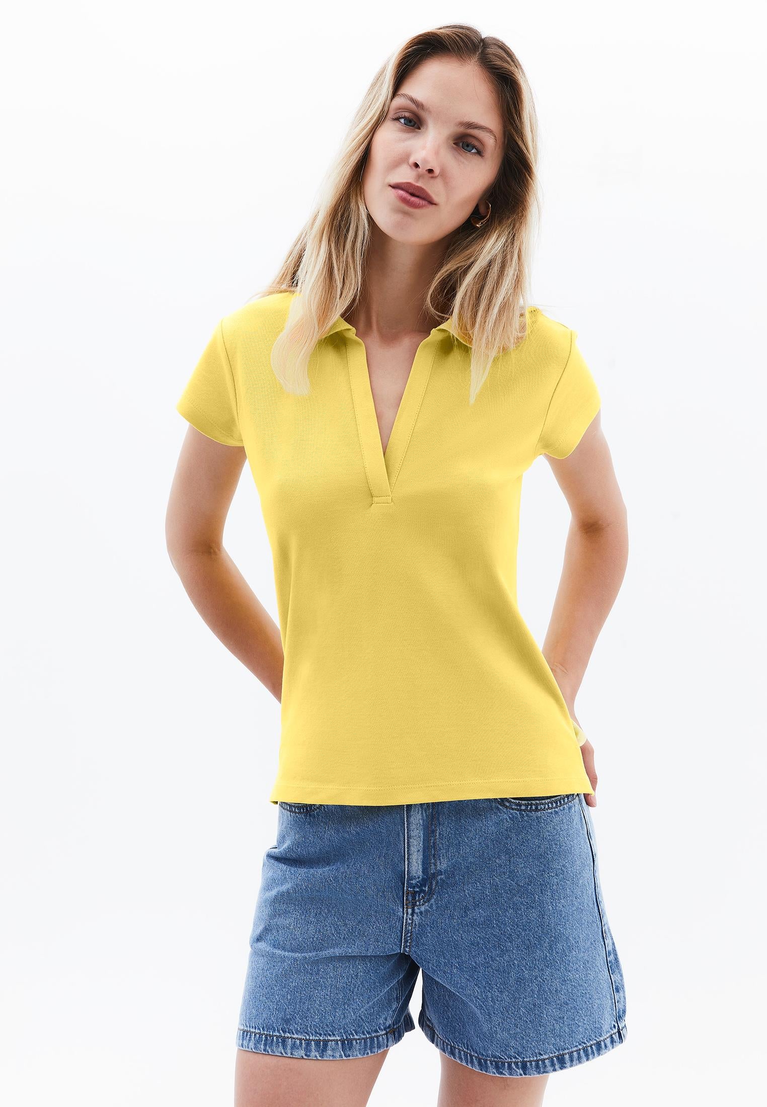 Polo Collar T-Shirt - SUNSHINE