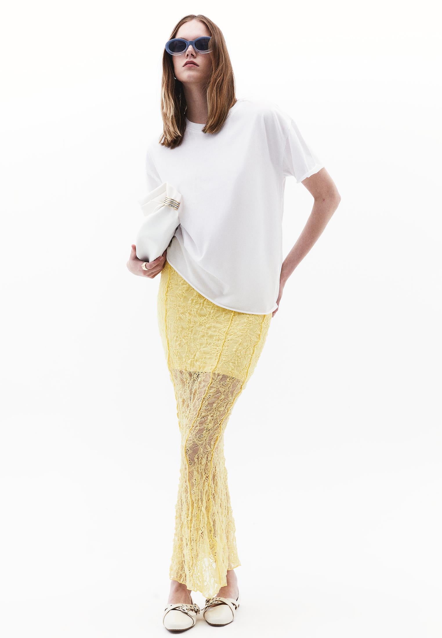 Long, High Waist, Elastic Skirt Ribana - SUNSHINE