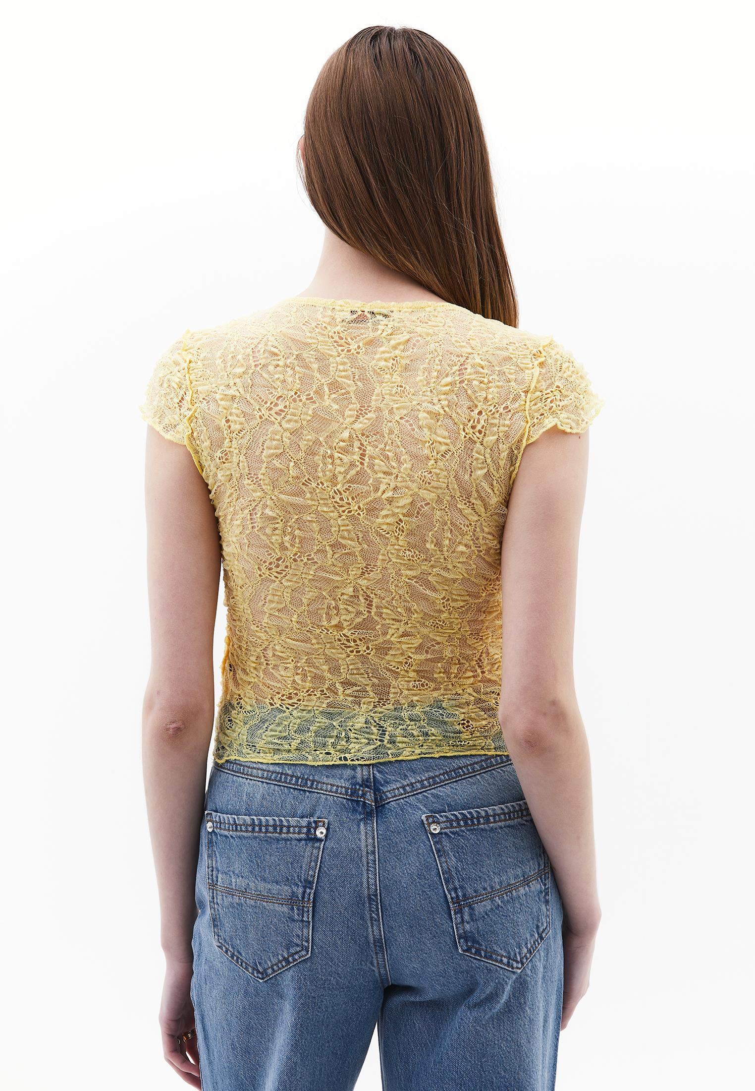 Wrap Neck Bodycon T-Shirt - SUNSHINE