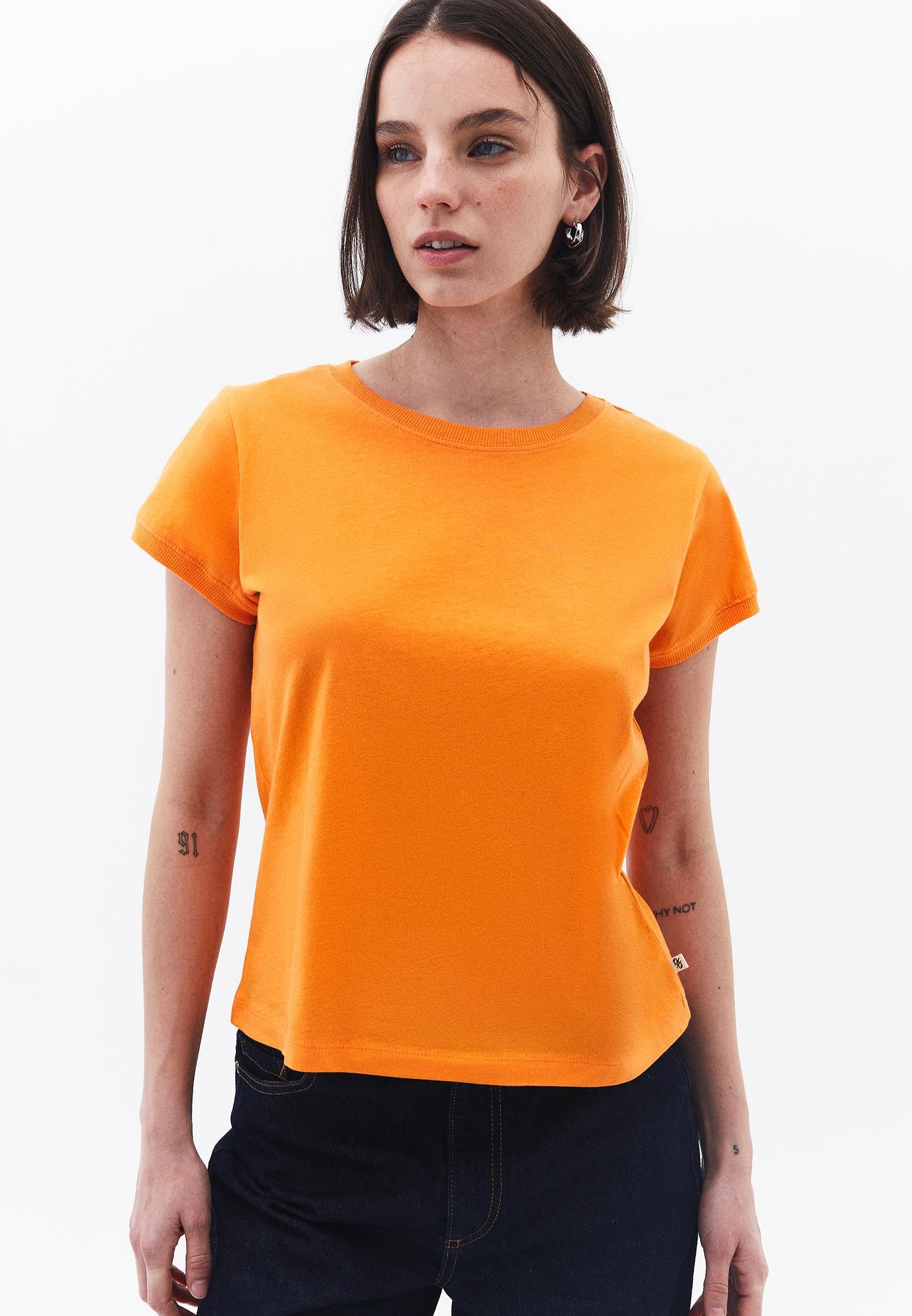 Crew Neck Short Sleeve T-Shirt - SUN ORANGE