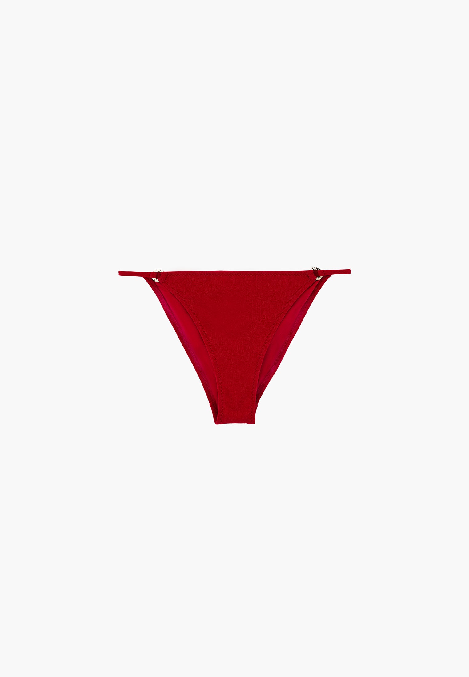 Slim Bikini Bottom With Buckle Detail - TANGO RED