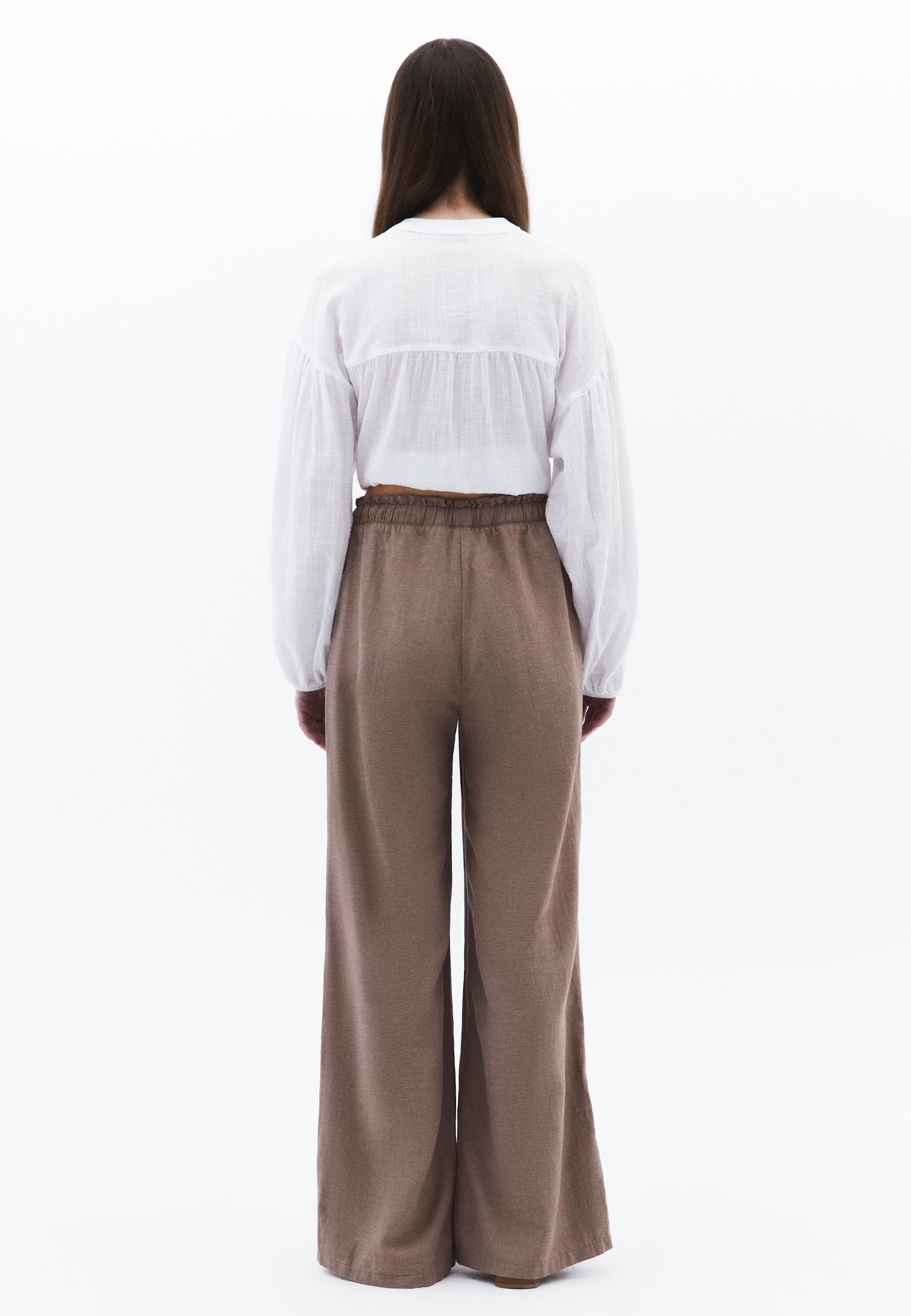 High Waist Wide Leg Pants - TAUPE GRAY