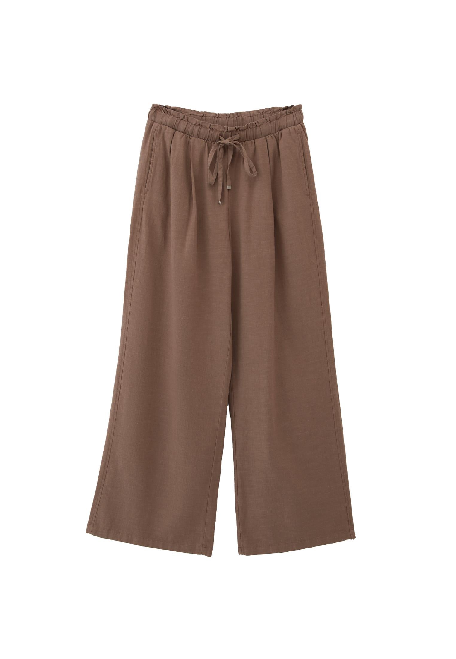 Wide Leg High Waist Pants - TAUPE GRAY