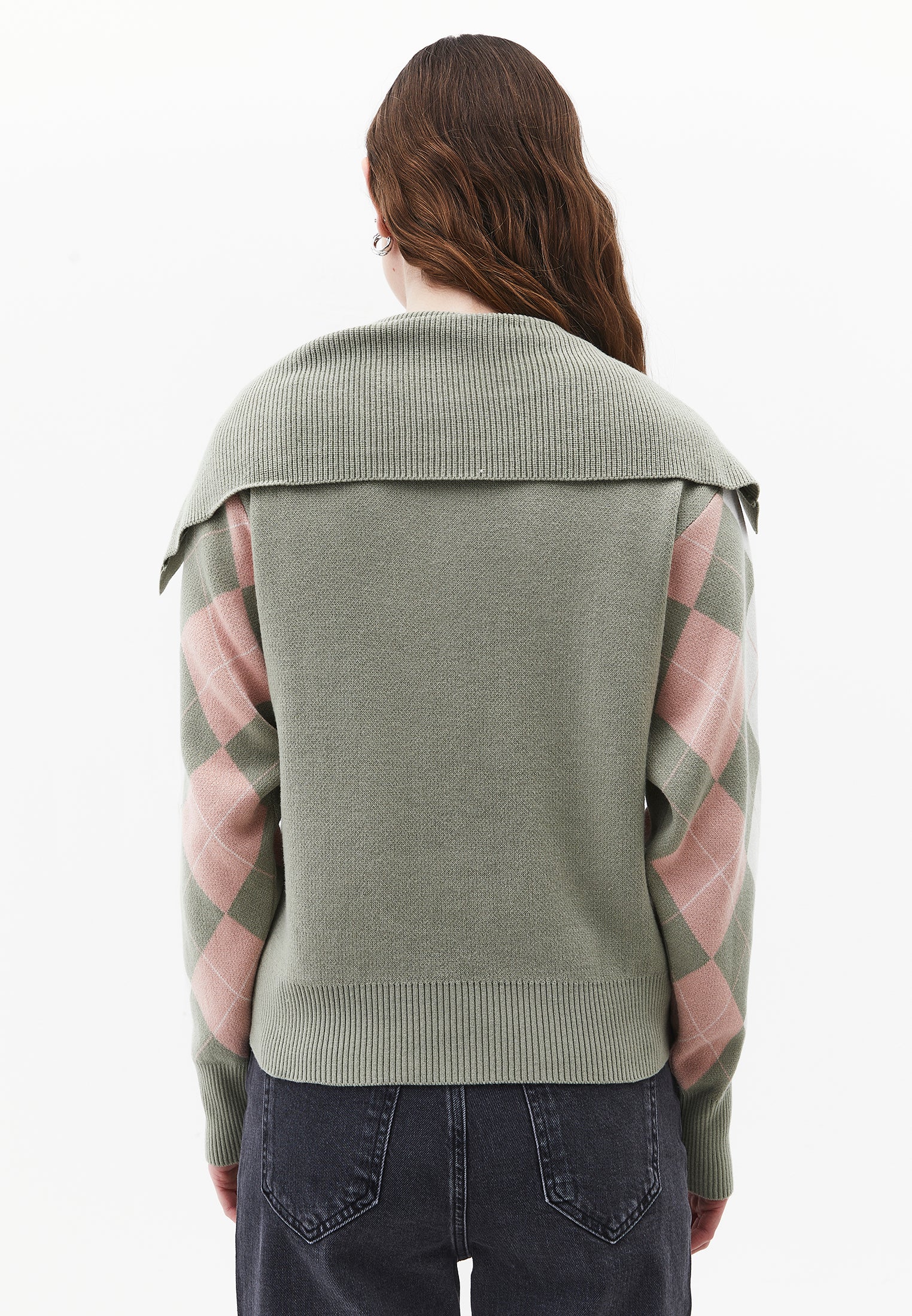 Loose Sweater With Polo Neck Button Detail - TEA COMB