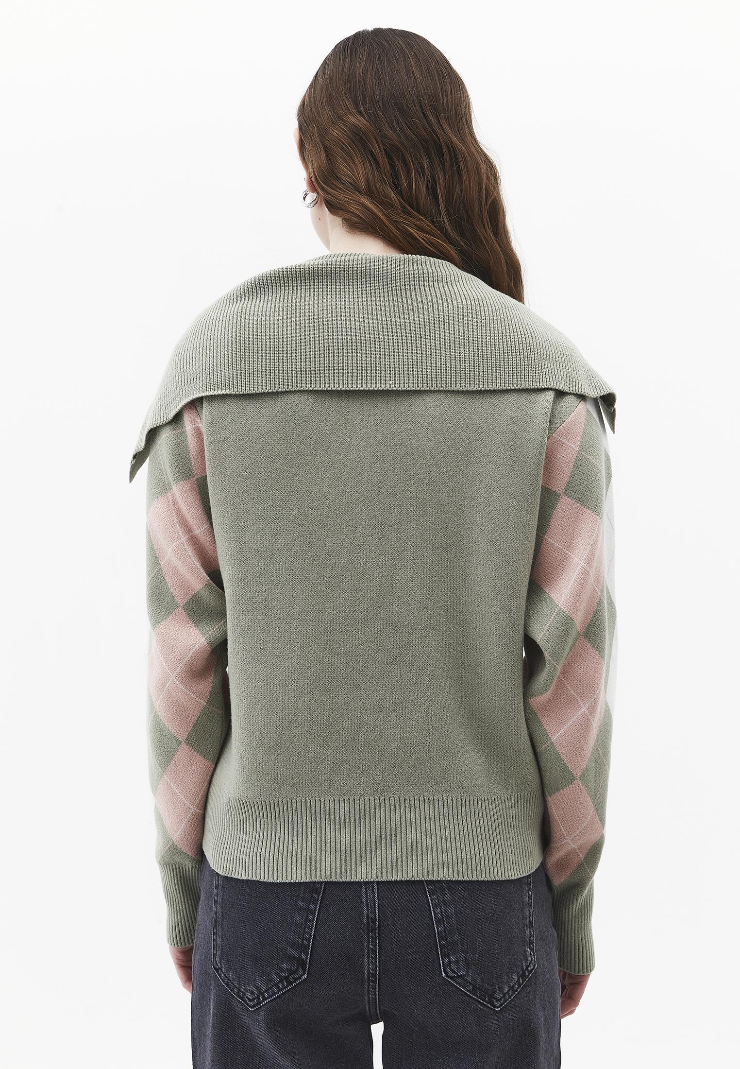 Loose Sweater With Polo Neck Button Detail - TEA COMB