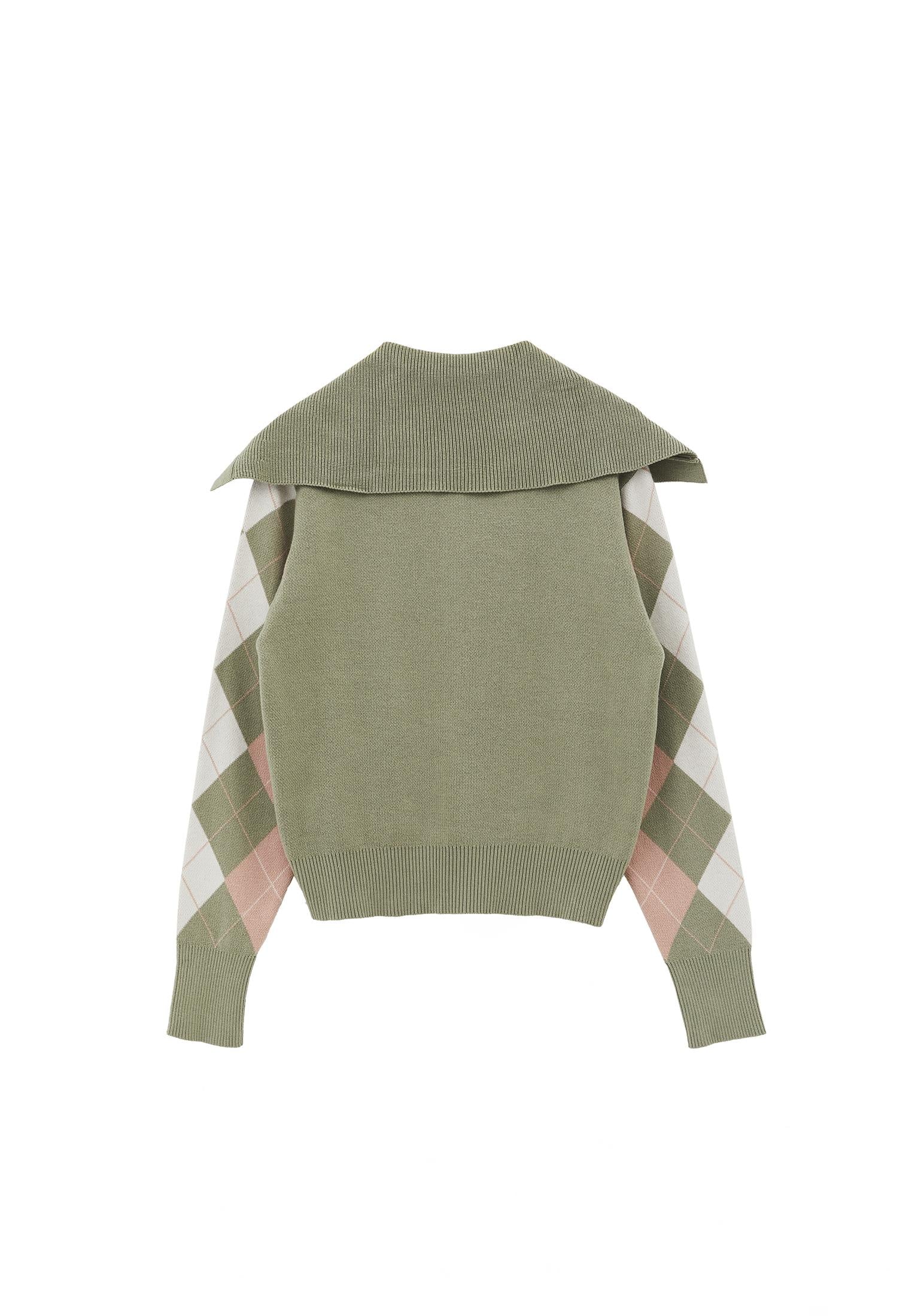 Loose Sweater With Polo Neck Button Detail - TEA COMB