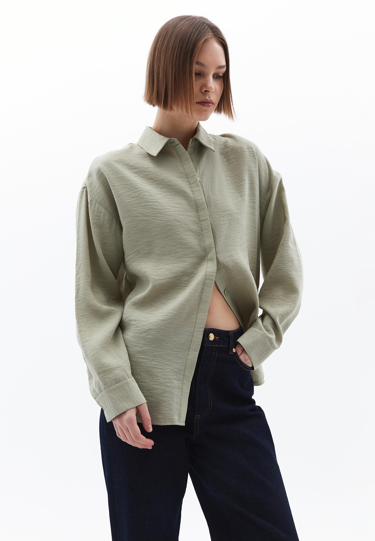 Oversize Shirt With Button Detail - TEA