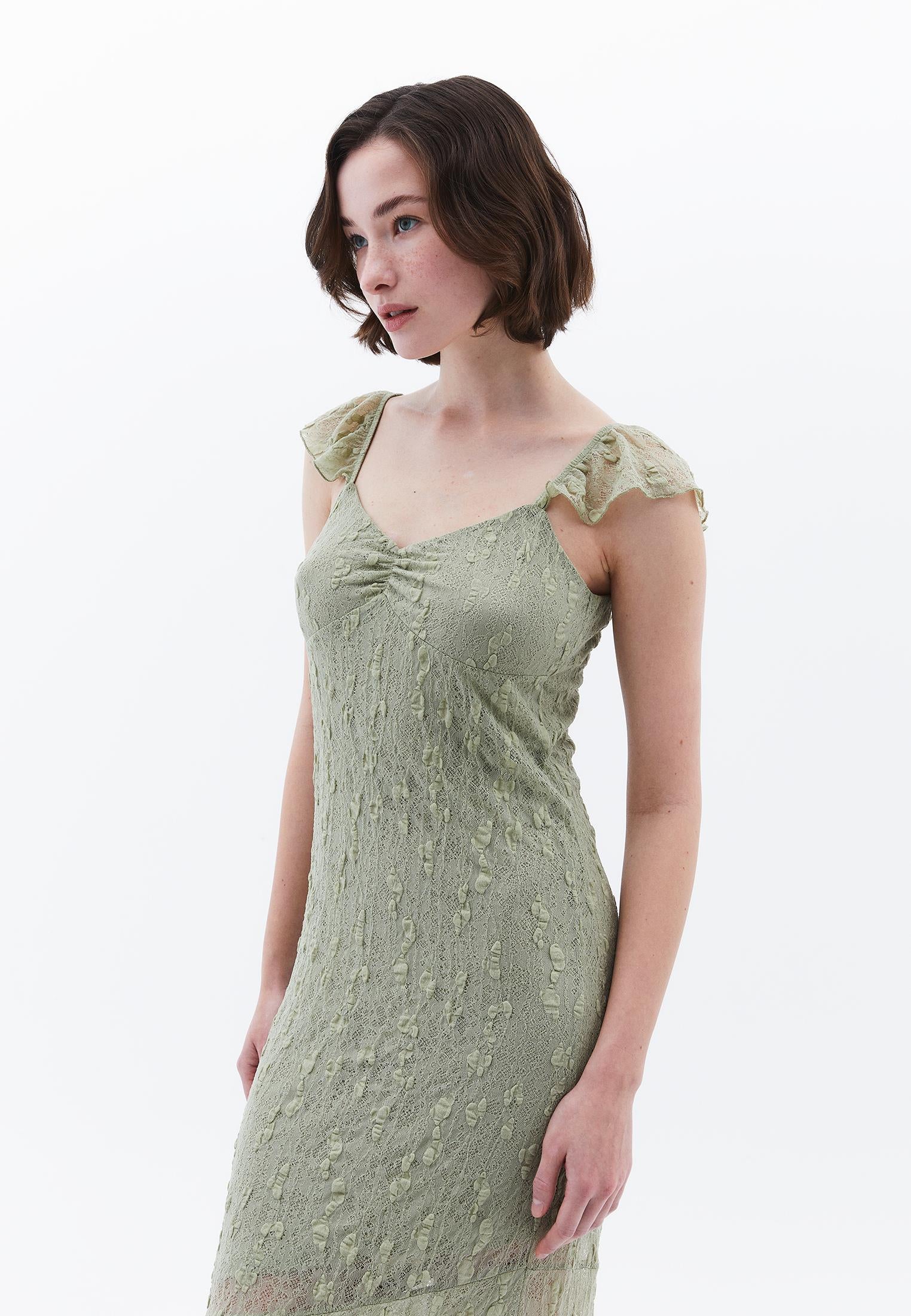 V Neck Long Maxi Dress - TEA