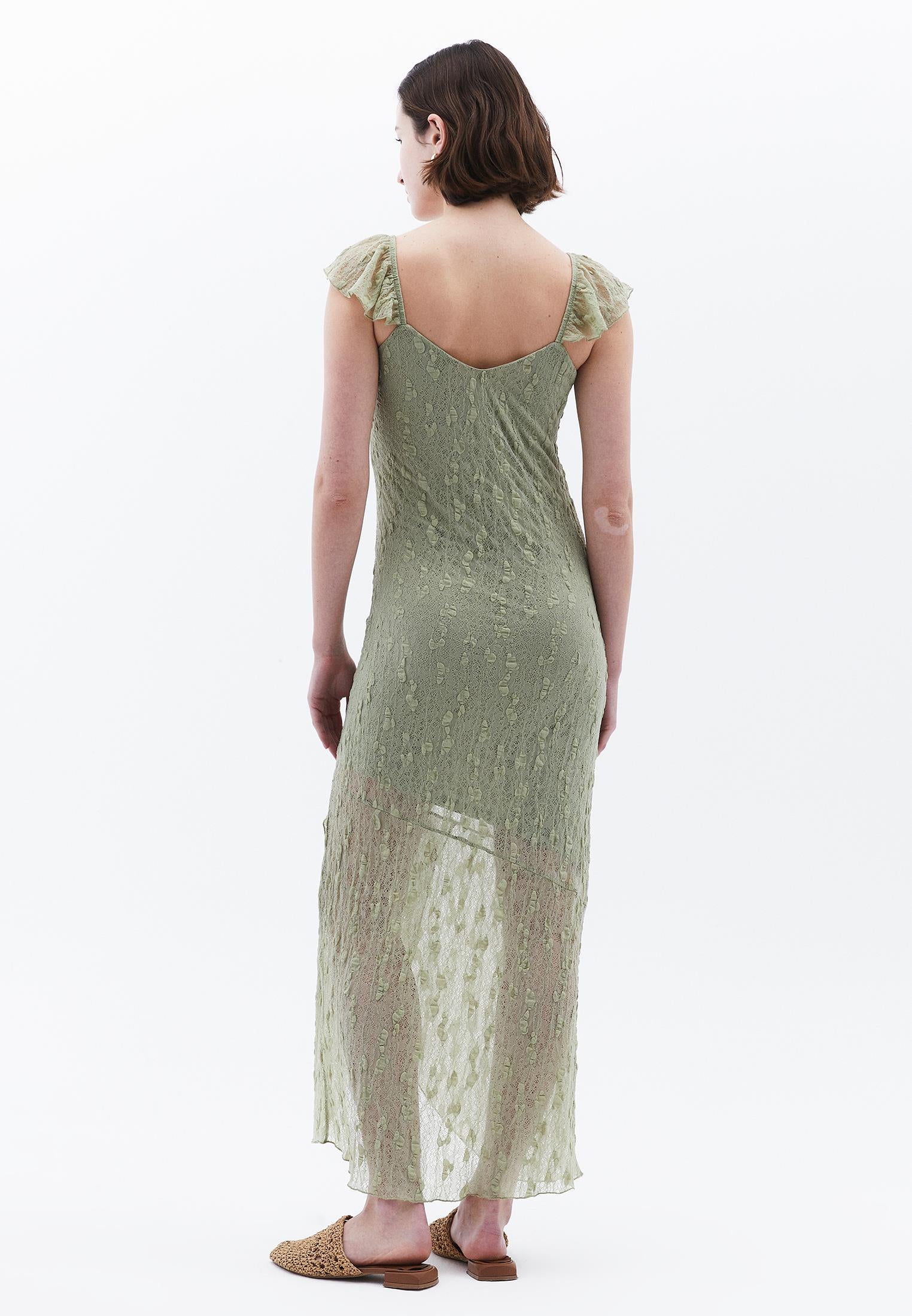 V Neck Long Maxi Dress - TEA