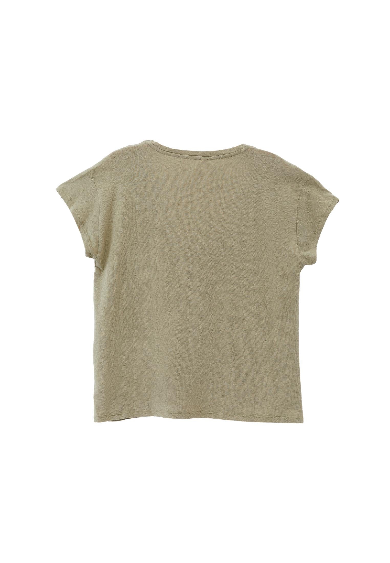 V Neck Linen T-Shirt - TEA