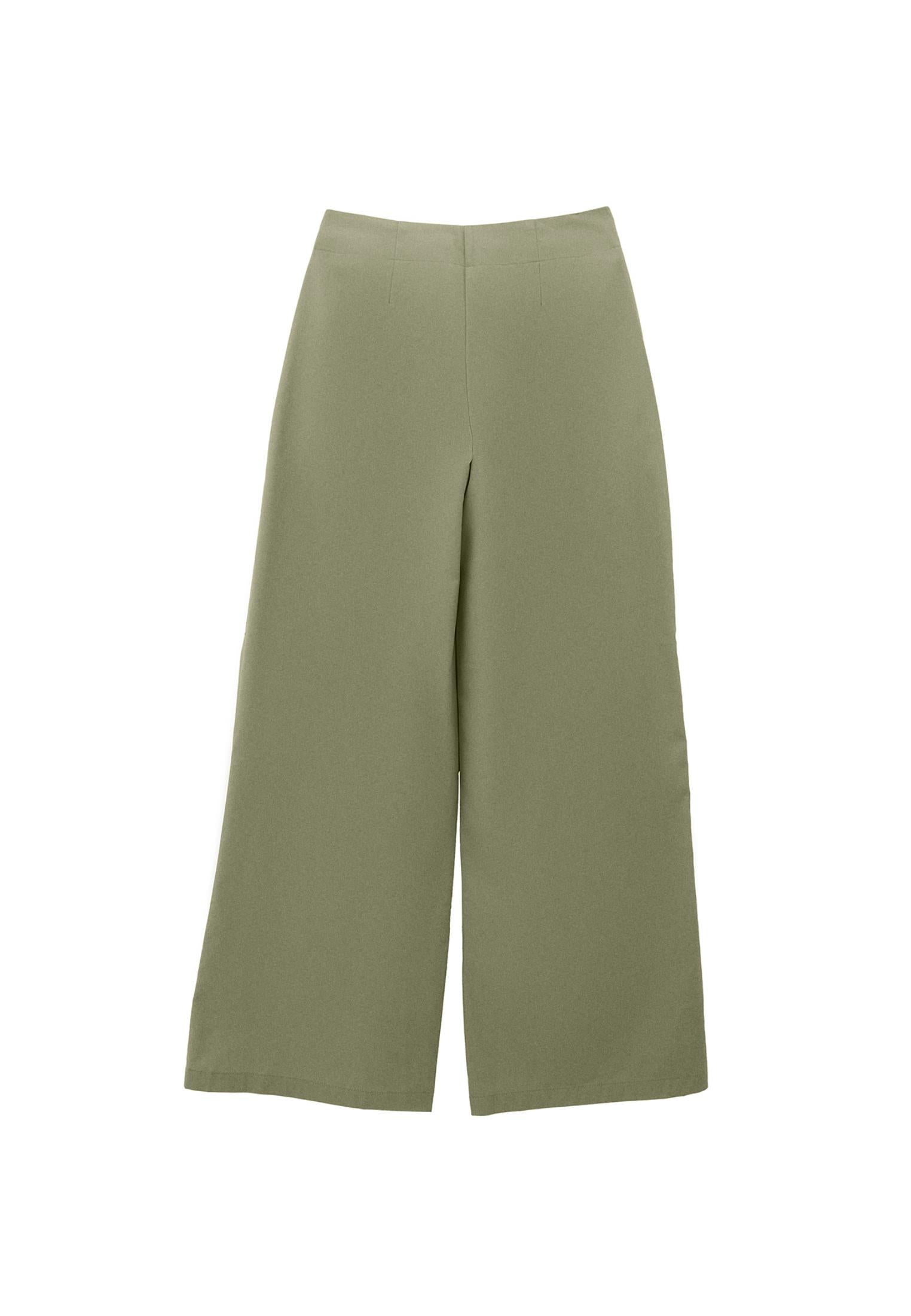 Pleated High Waist Trousers With Button Details - TEA