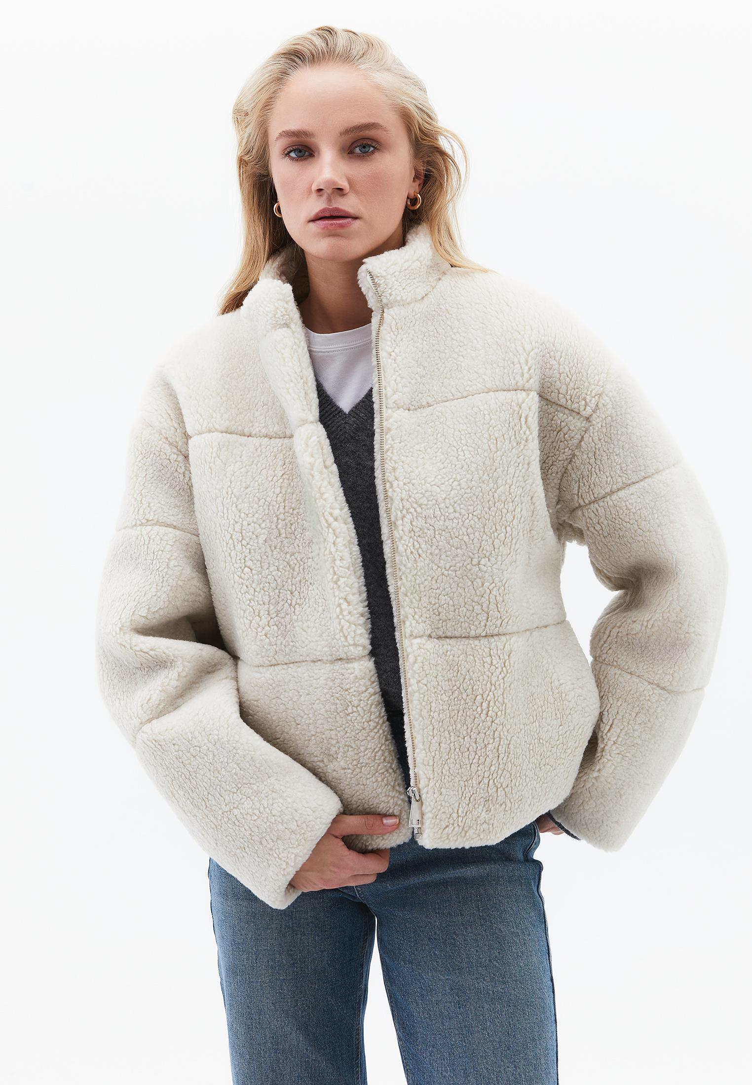 High Collar Bouclé Short Jacket - TURTLEDOVE