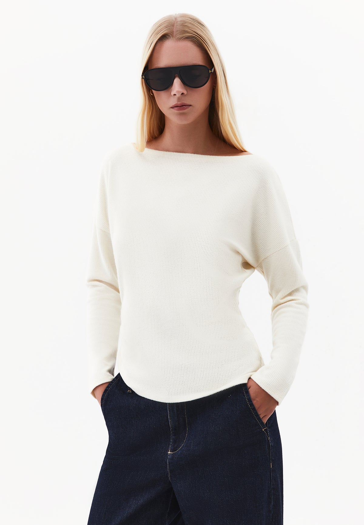 Gathered Boat Neck Blouse - TURTLEDOVE